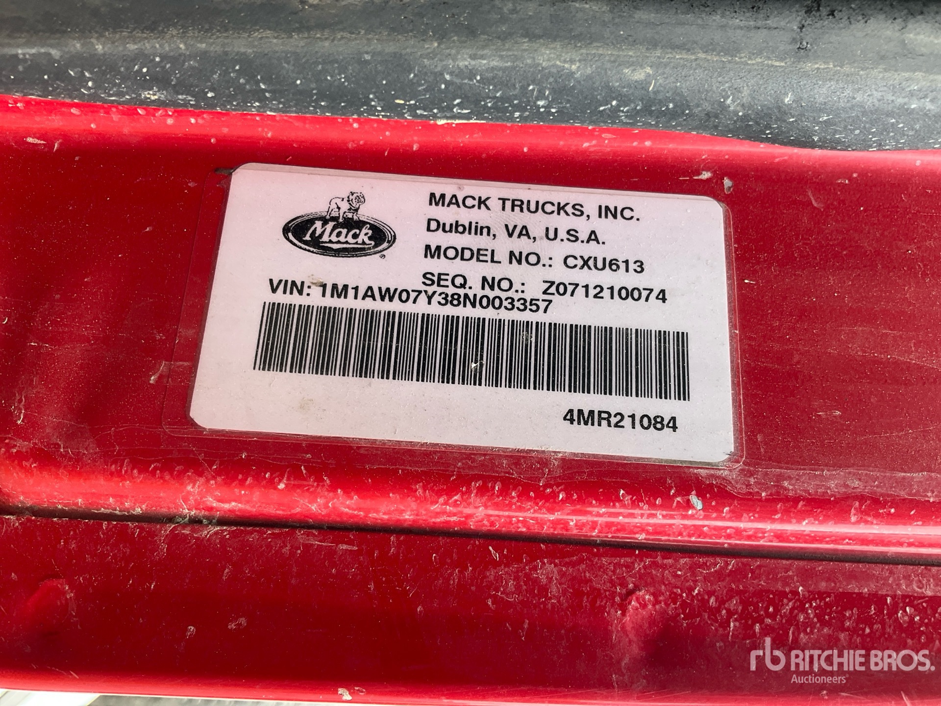 General Appearance with Serial Number / VIN