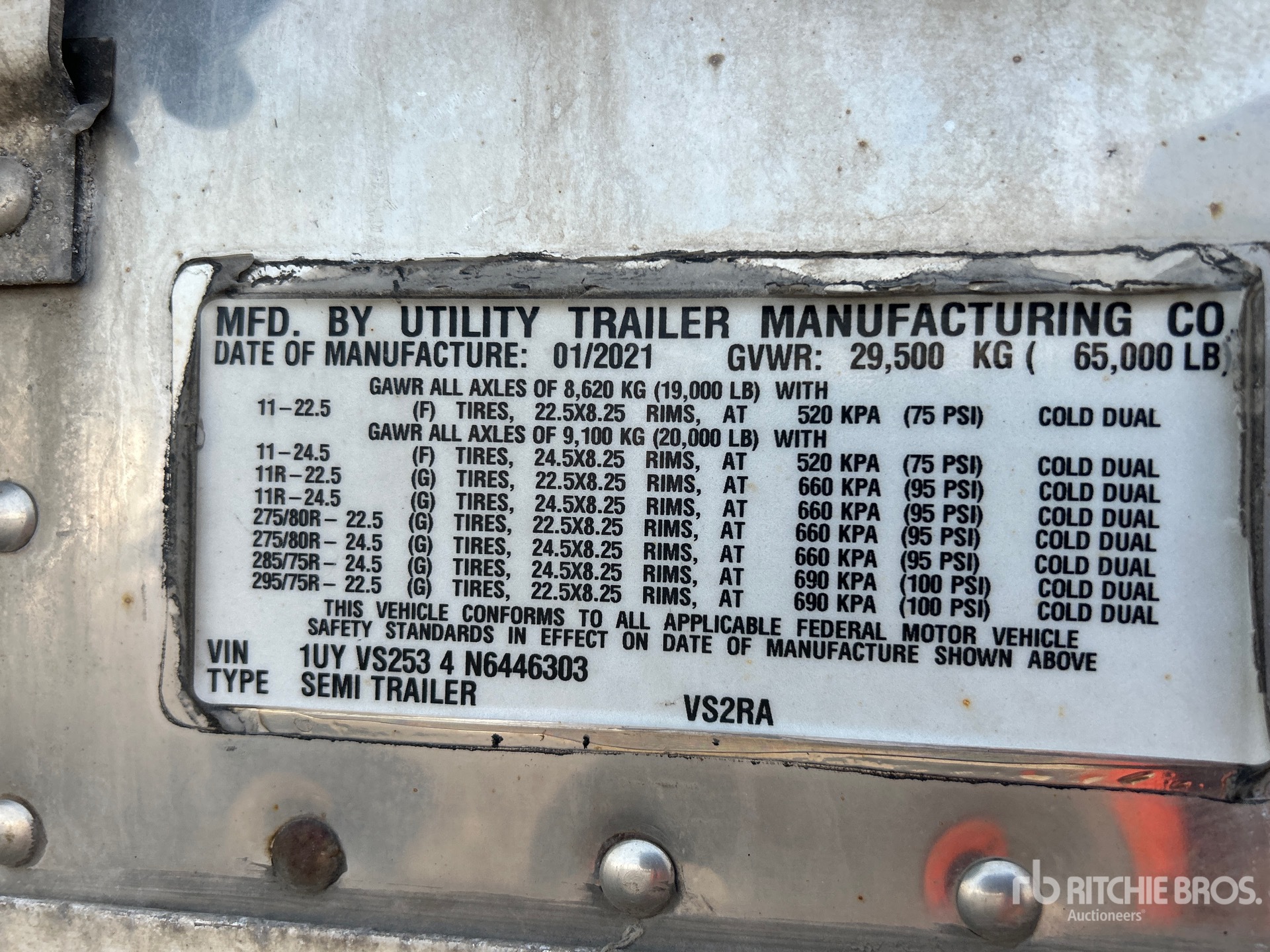 General Appearance with Serial Number / VIN