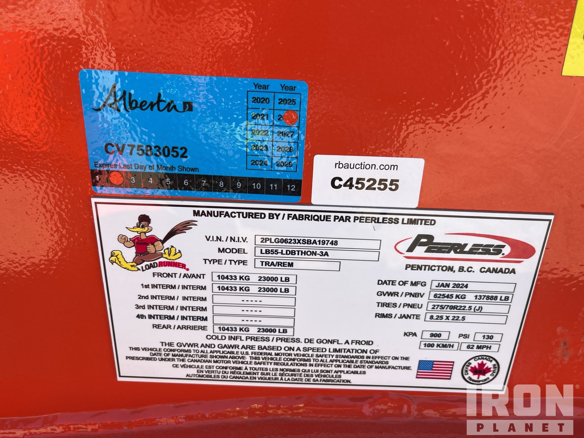 General Appearance with Serial Number / VIN