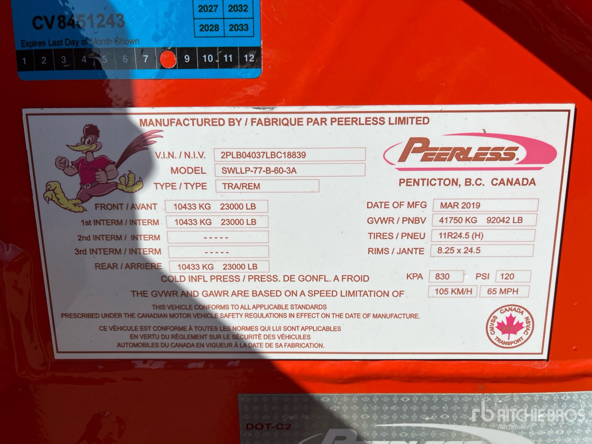 General Appearance with Serial Number / VIN