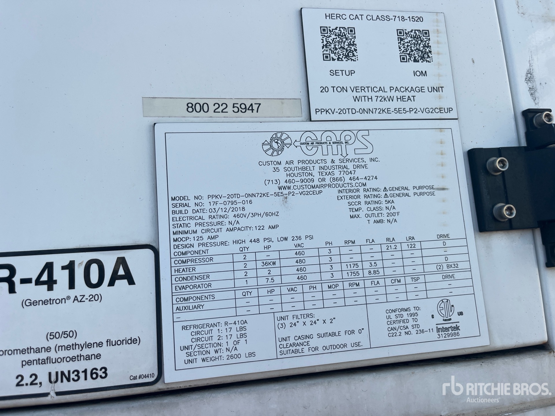 General Appearance with Serial Number / VIN