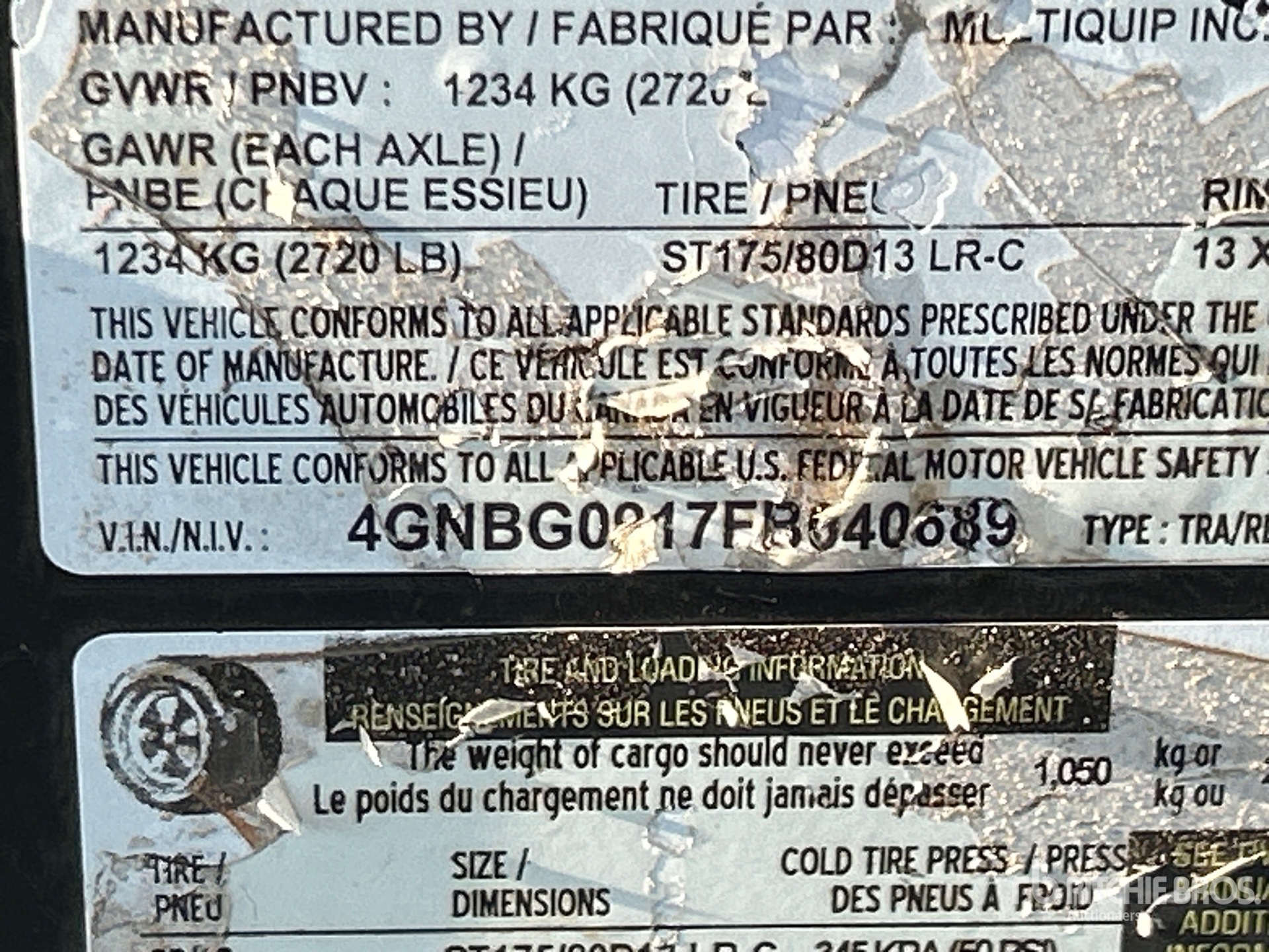 General Appearance with Serial Number / VIN