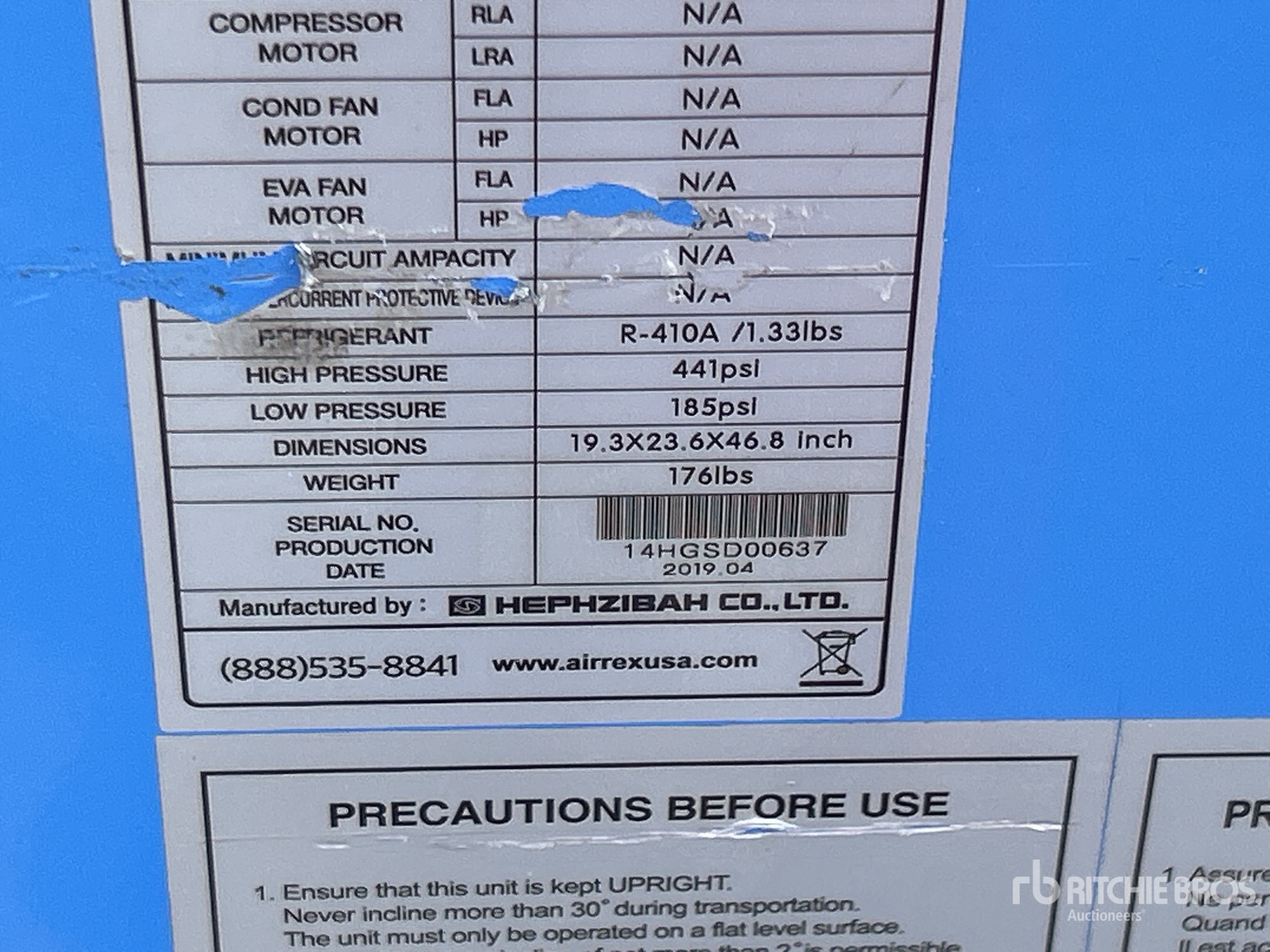 General Appearance with Serial Number / VIN