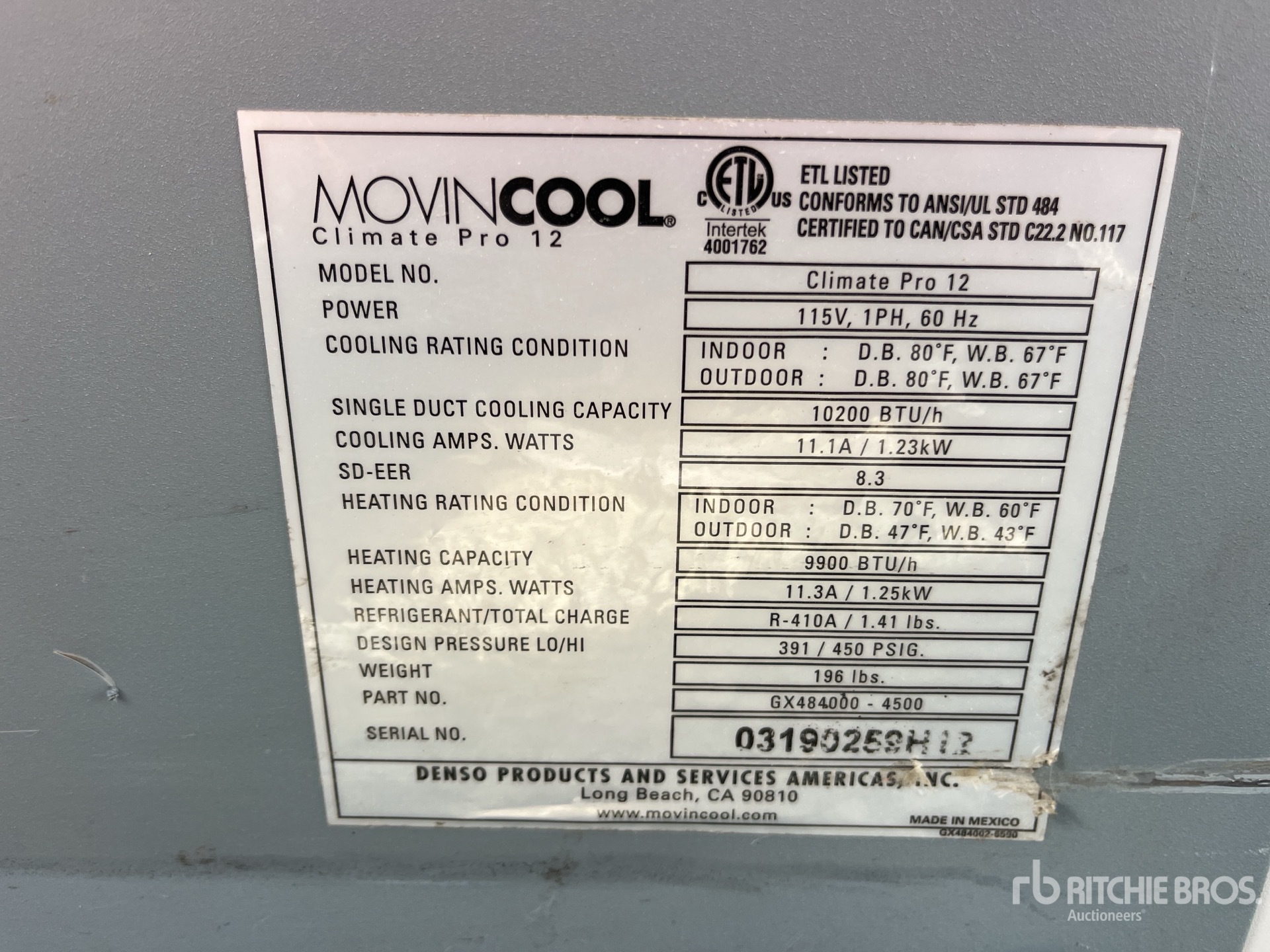 General Appearance with Serial Number / VIN