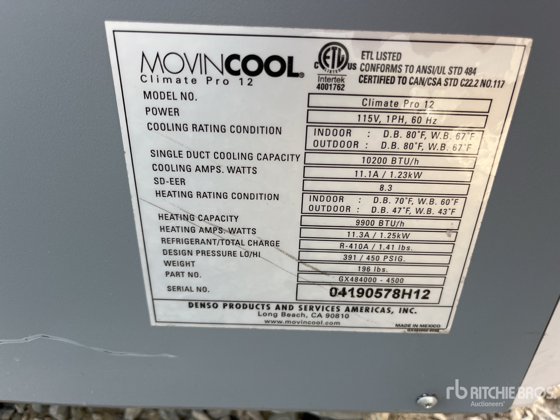 General Appearance with Serial Number / VIN