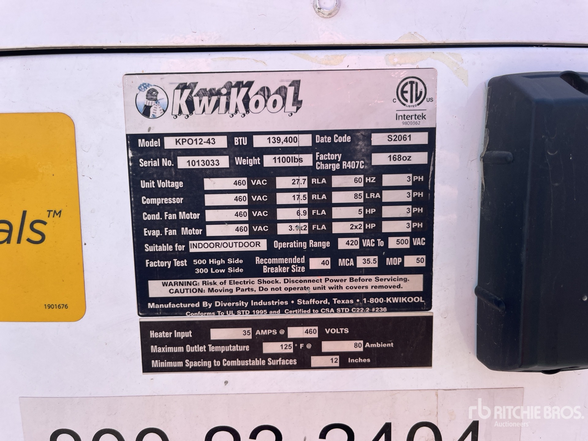 General Appearance with Serial Number / VIN