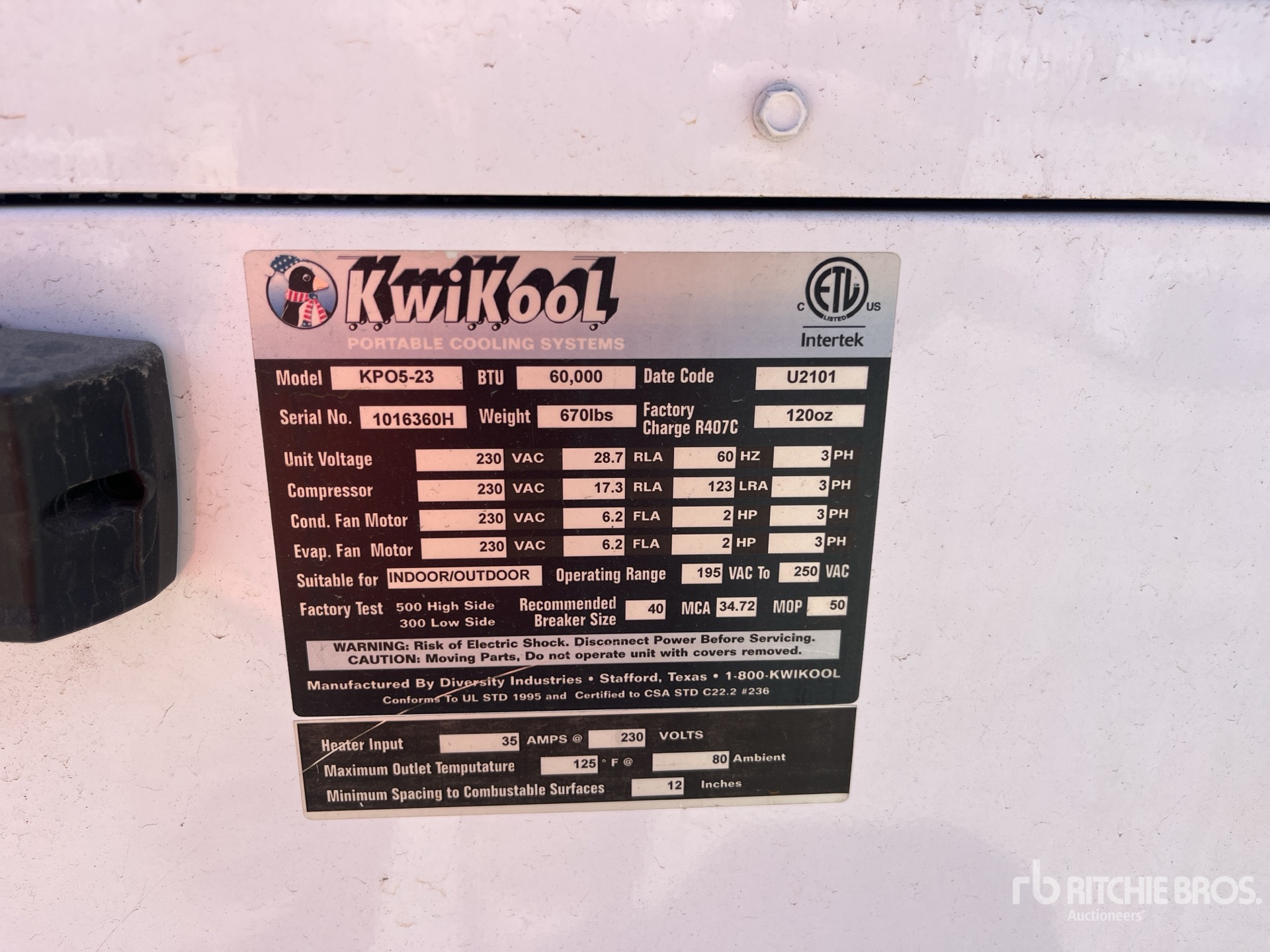General Appearance with Serial Number / VIN