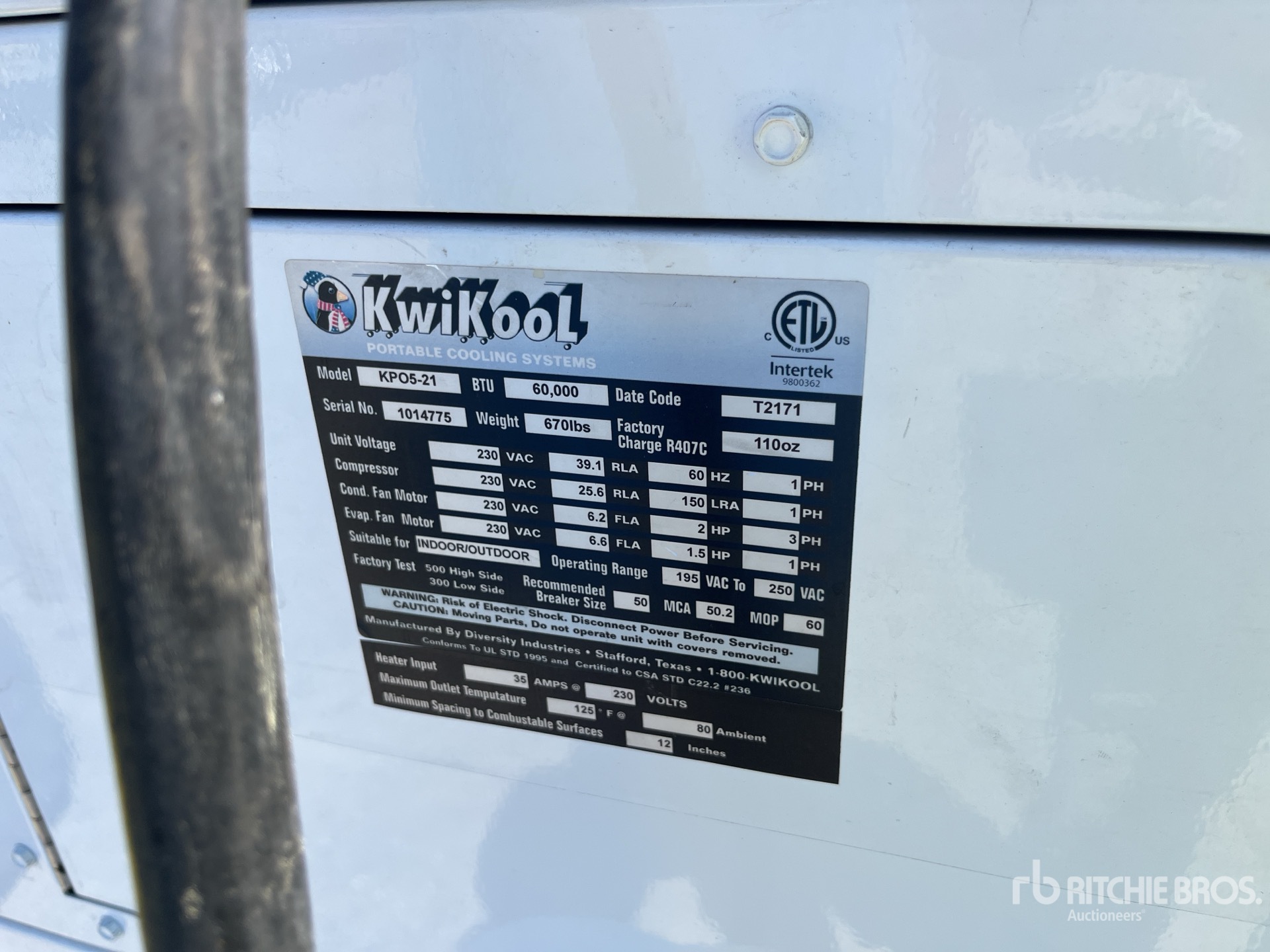 General Appearance with Serial Number / VIN
