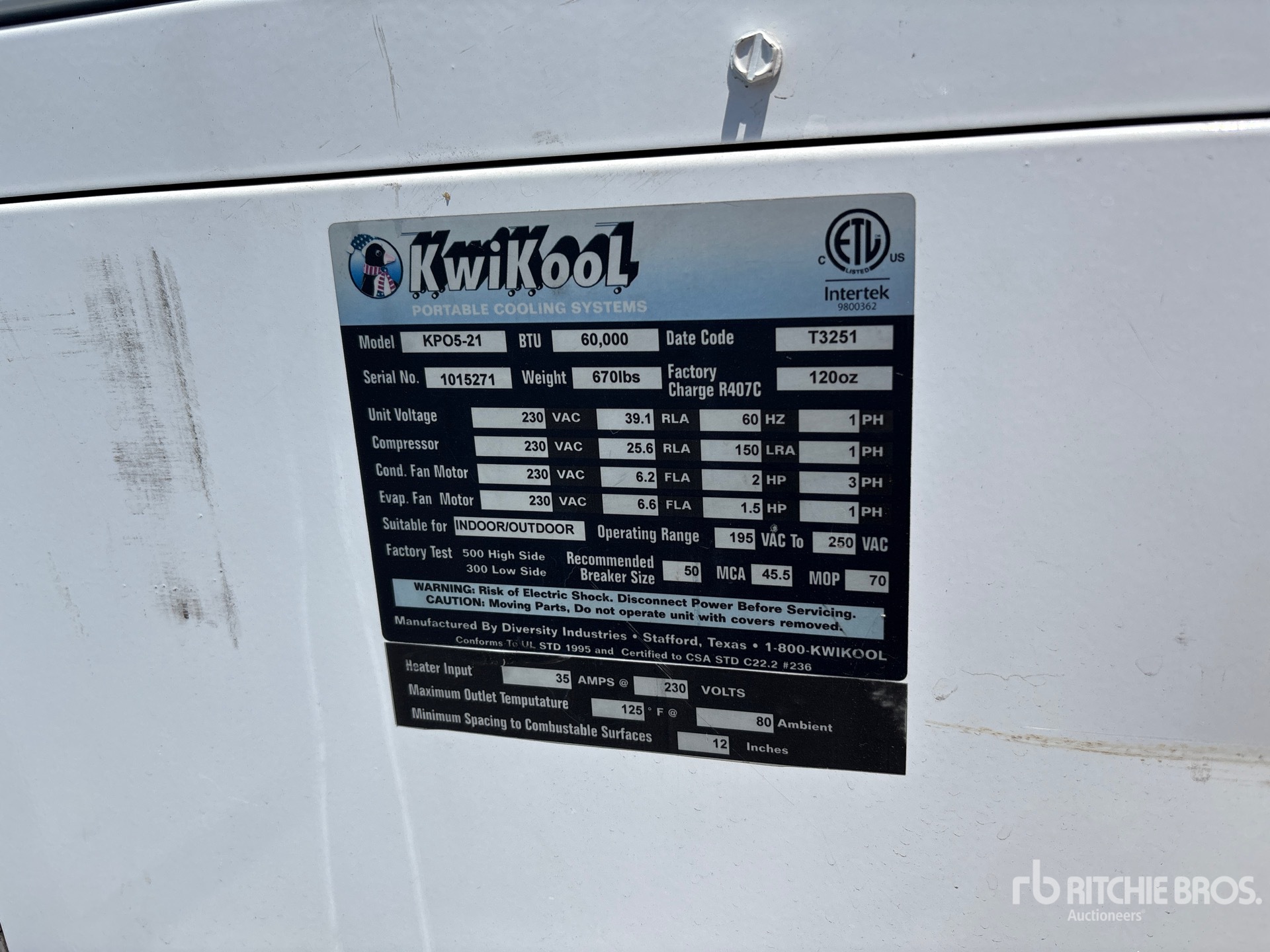 General Appearance with Serial Number / VIN