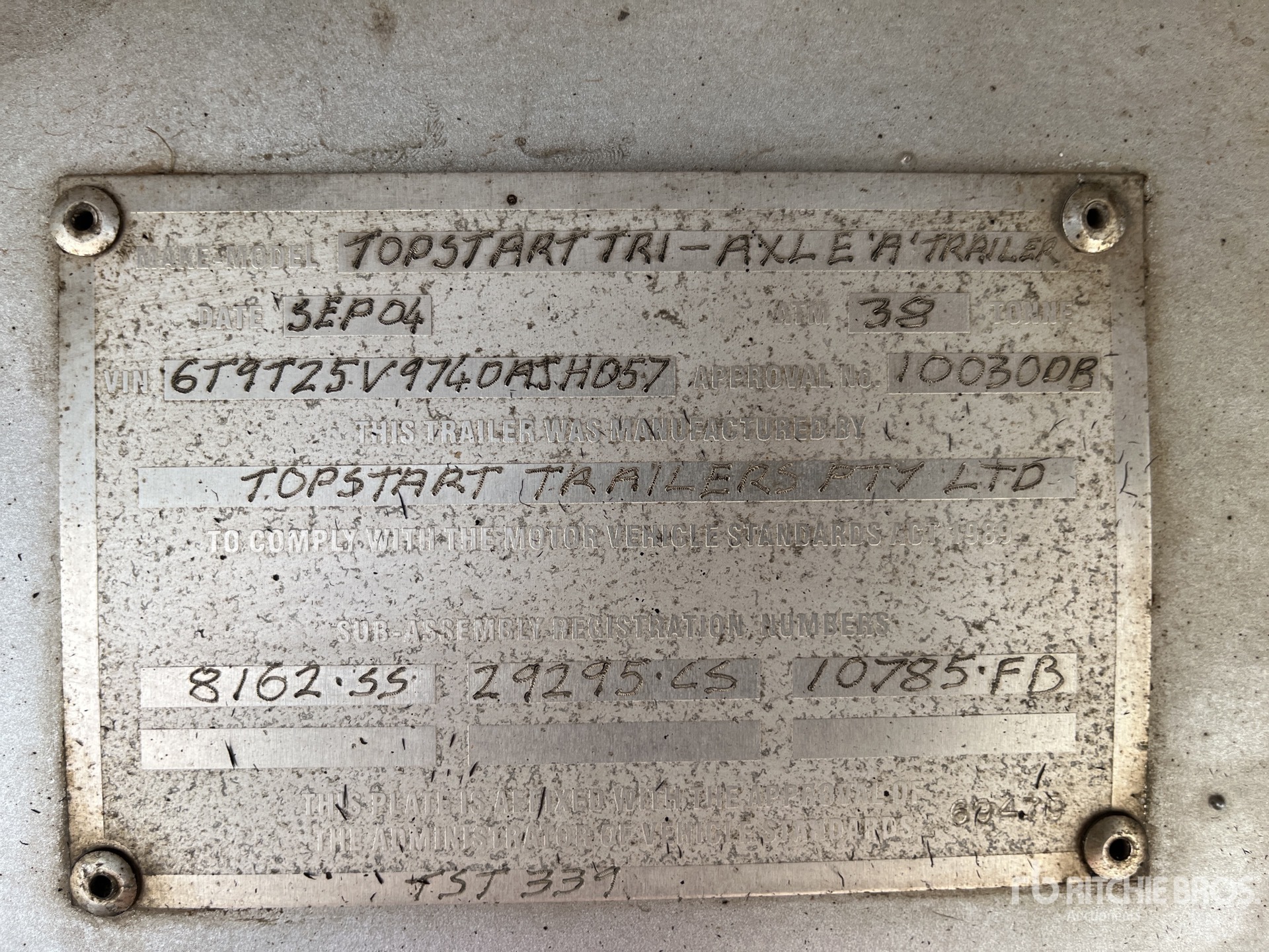 General Appearance with Serial Number / VIN
