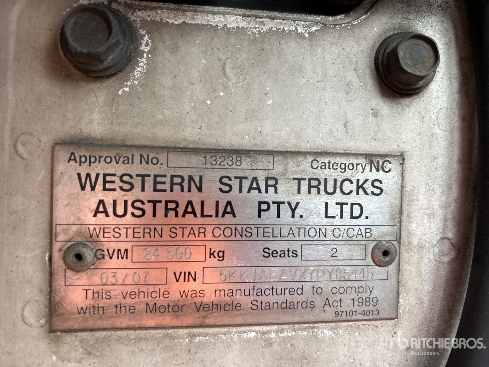General Appearance with Serial Number / VIN