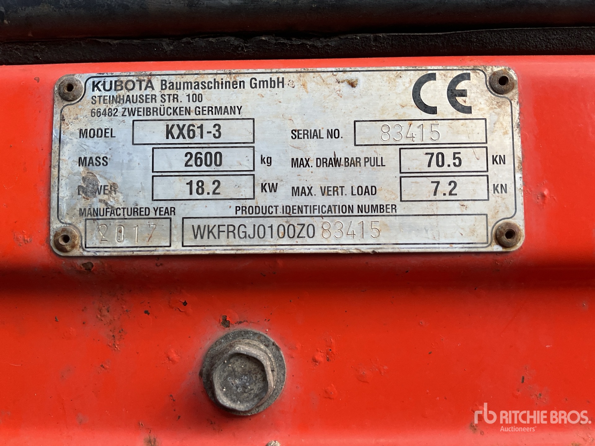 General Appearance with Serial Number / VIN