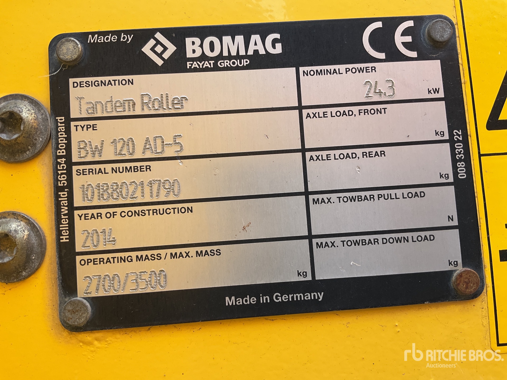 General Appearance with Serial Number / VIN