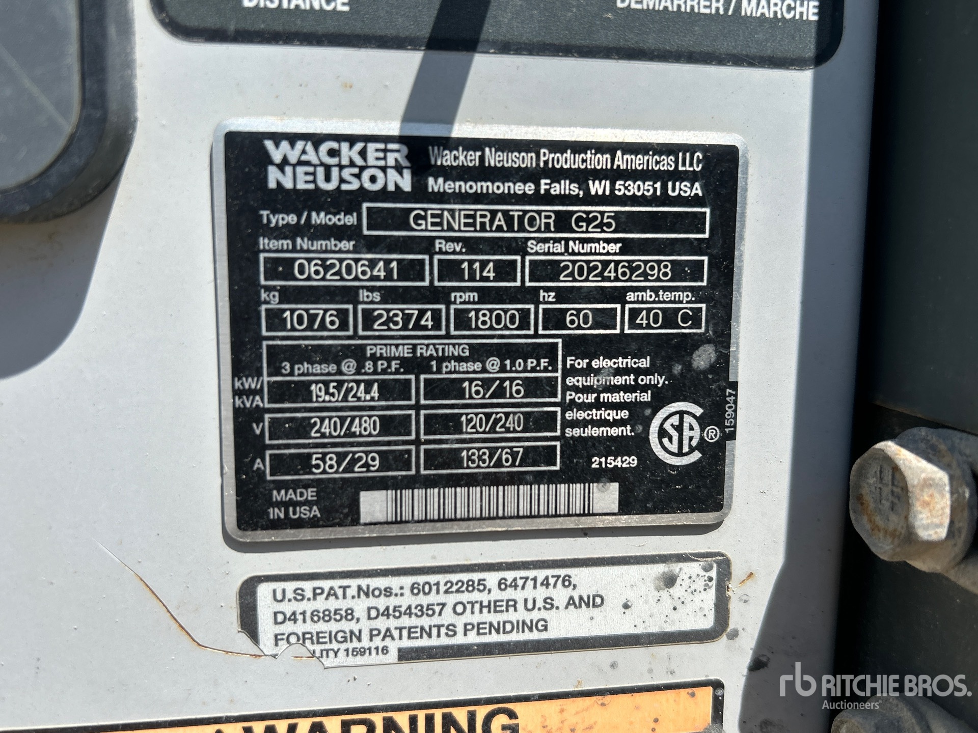General Appearance with Serial Number / VIN