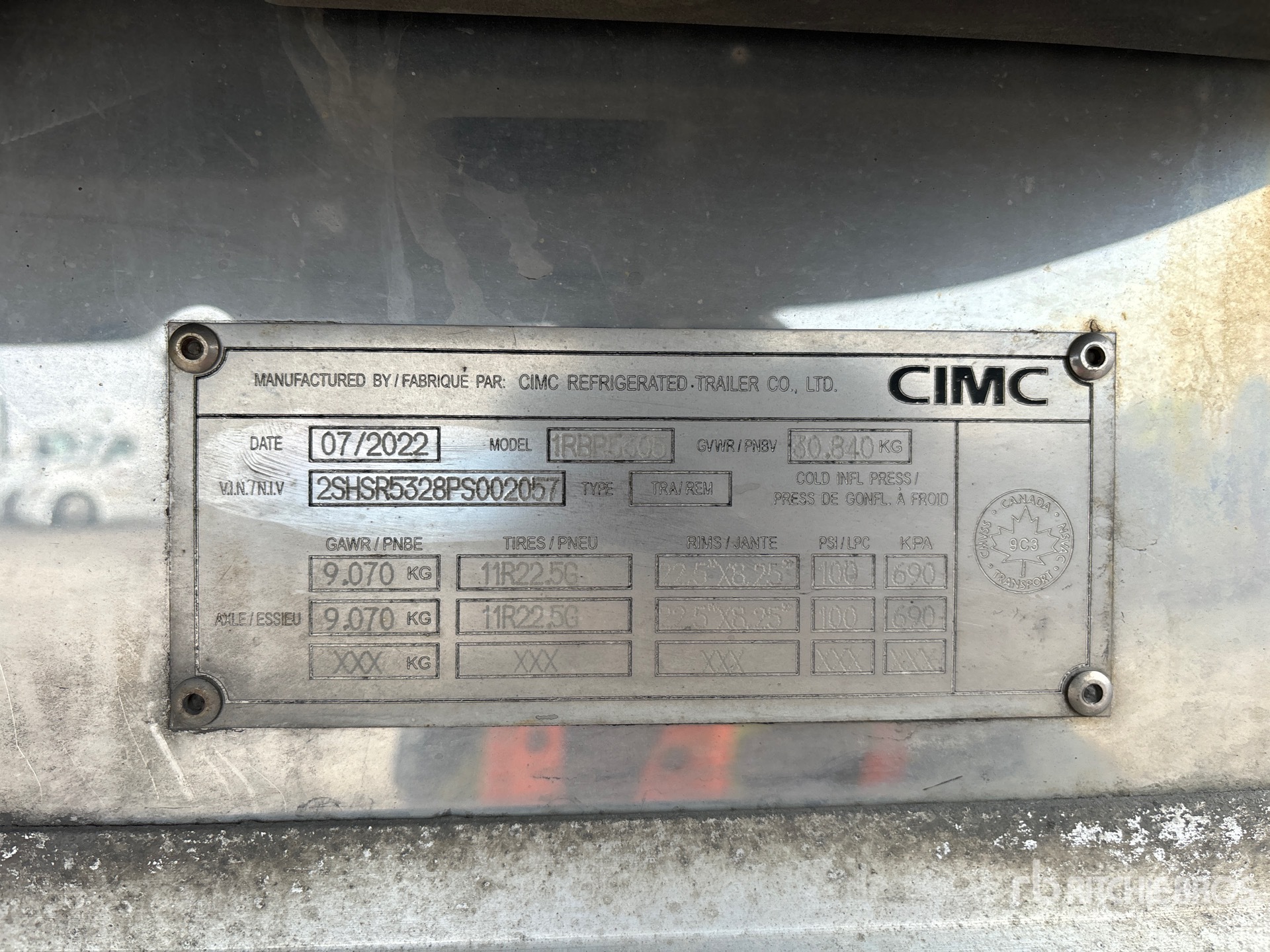 General Appearance with Serial Number / VIN