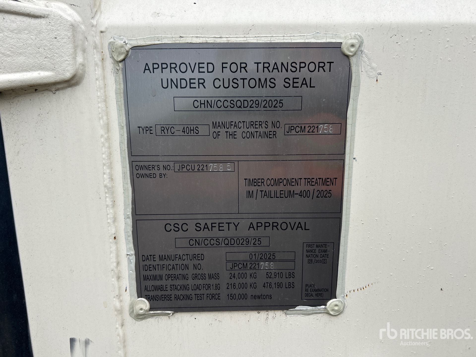 General Appearance with Serial Number / VIN