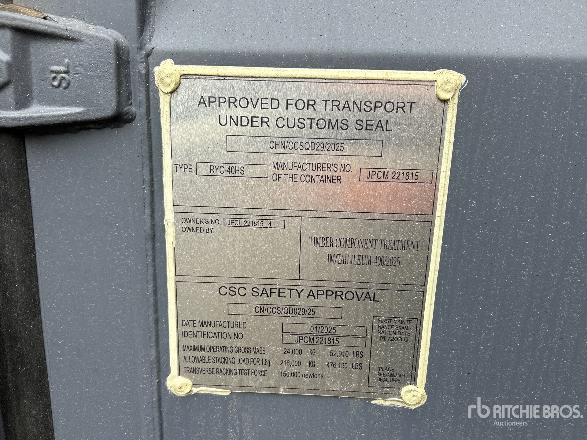 General Appearance with Serial Number / VIN