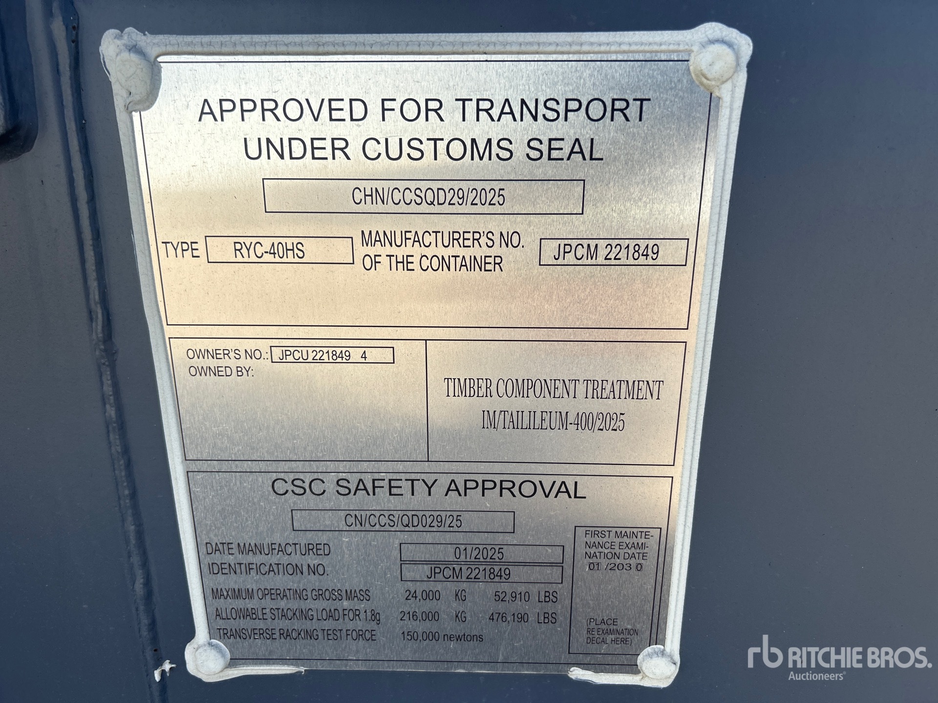 General Appearance with Serial Number / VIN