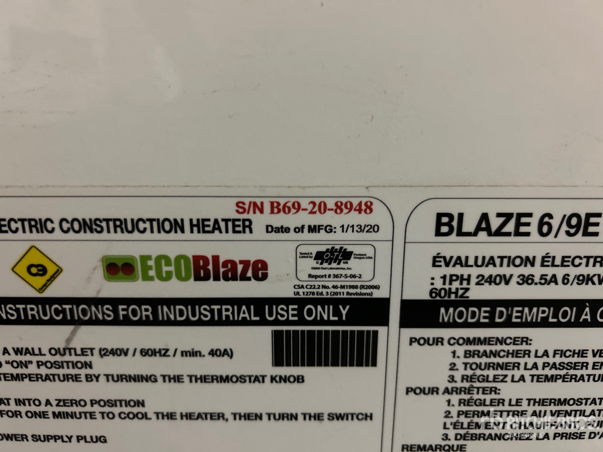 General Appearance with Serial Number / VIN