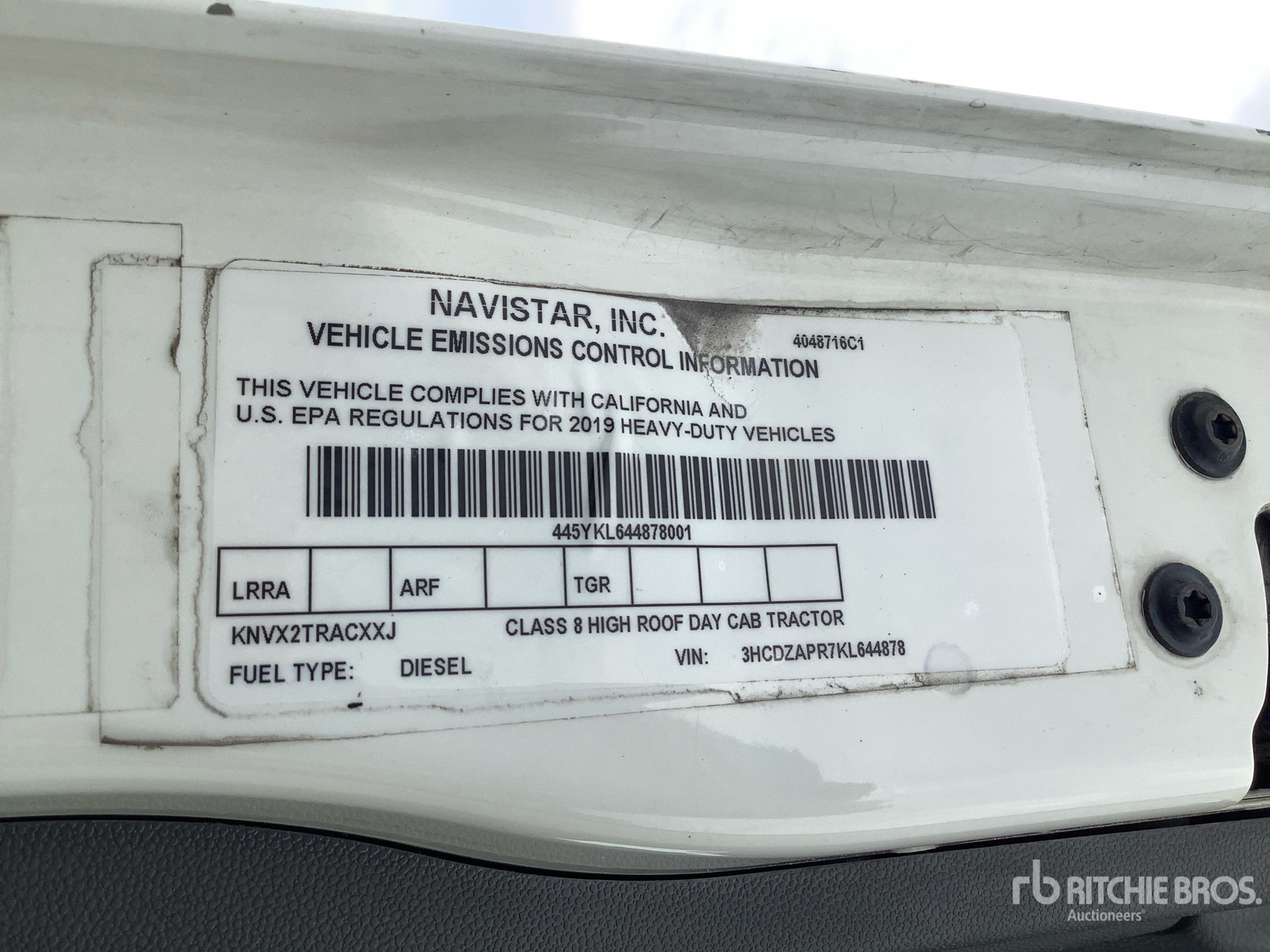 General Appearance with Serial Number / VIN