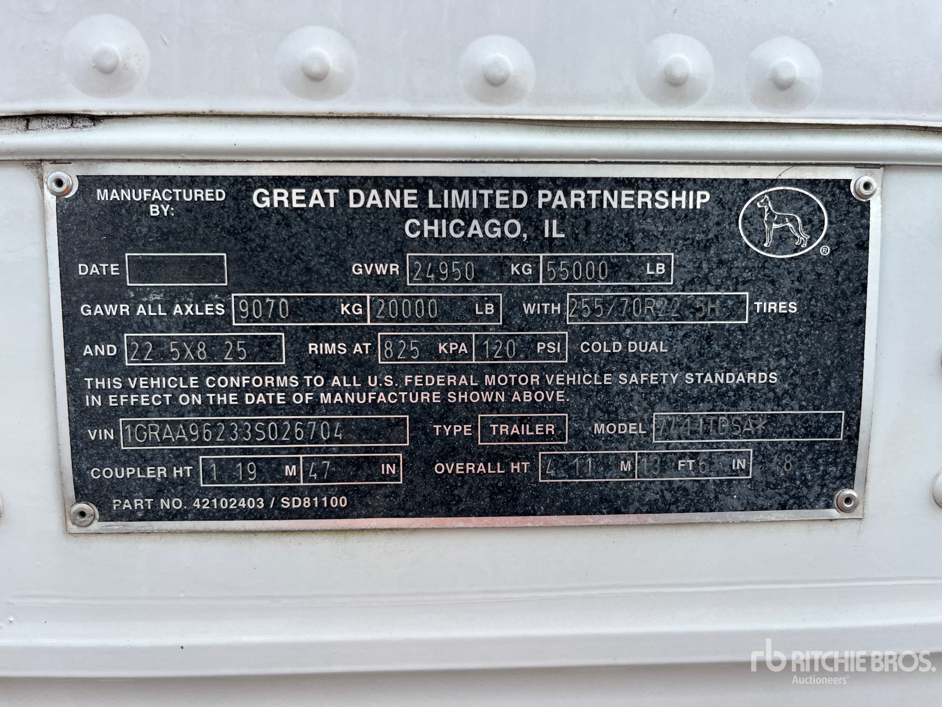 General Appearance with Serial Number / VIN