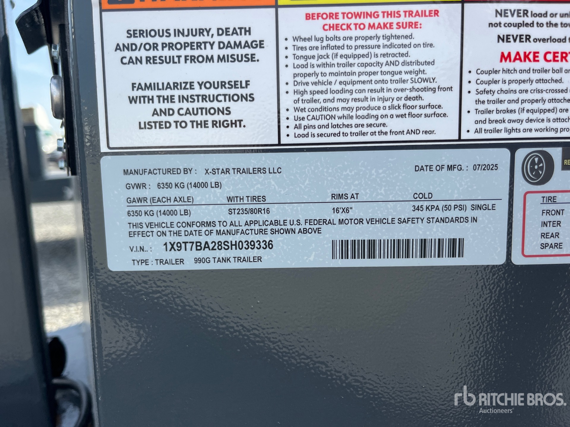 General Appearance with Serial Number / VIN