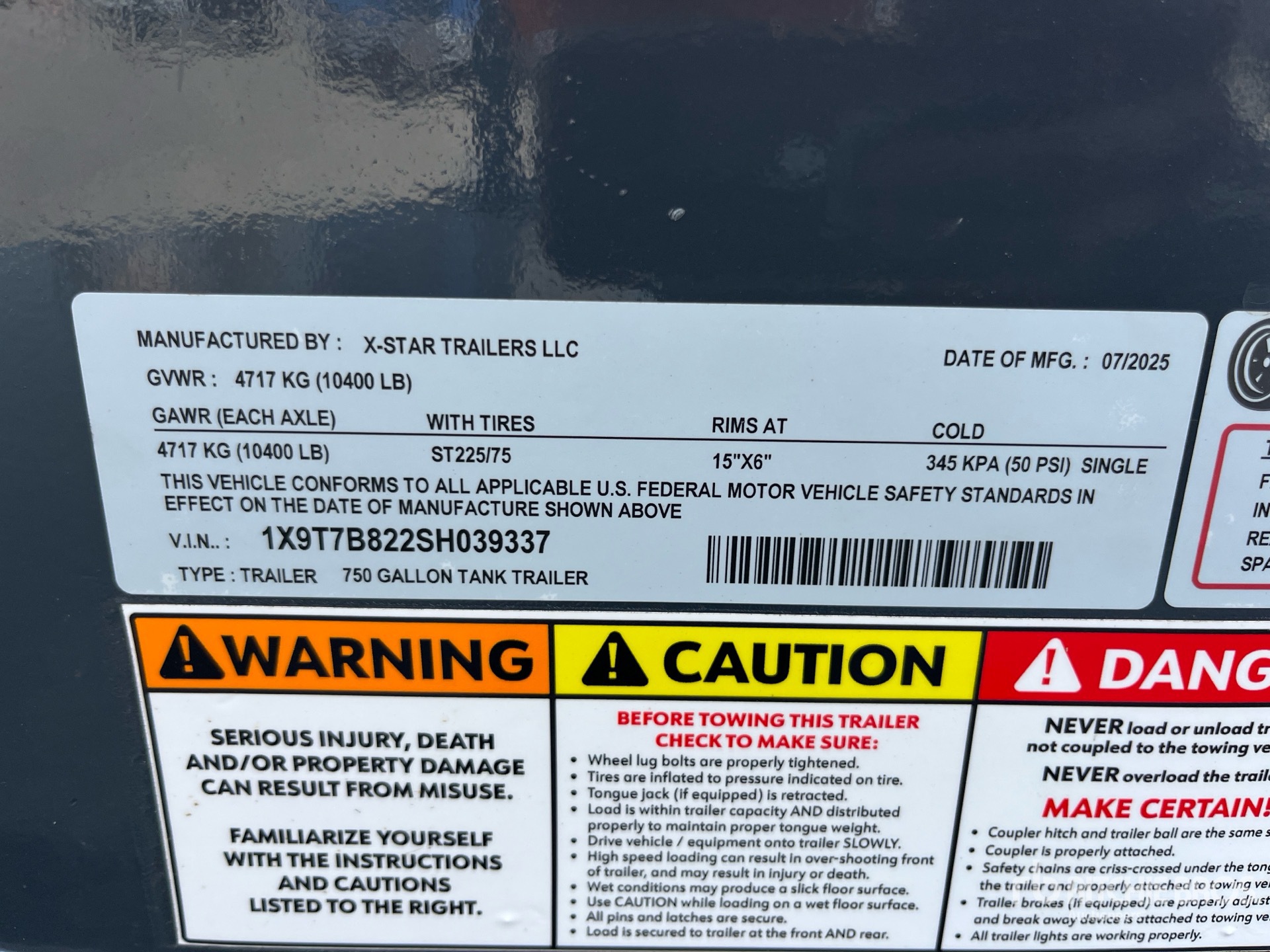 General Appearance with Serial Number / VIN