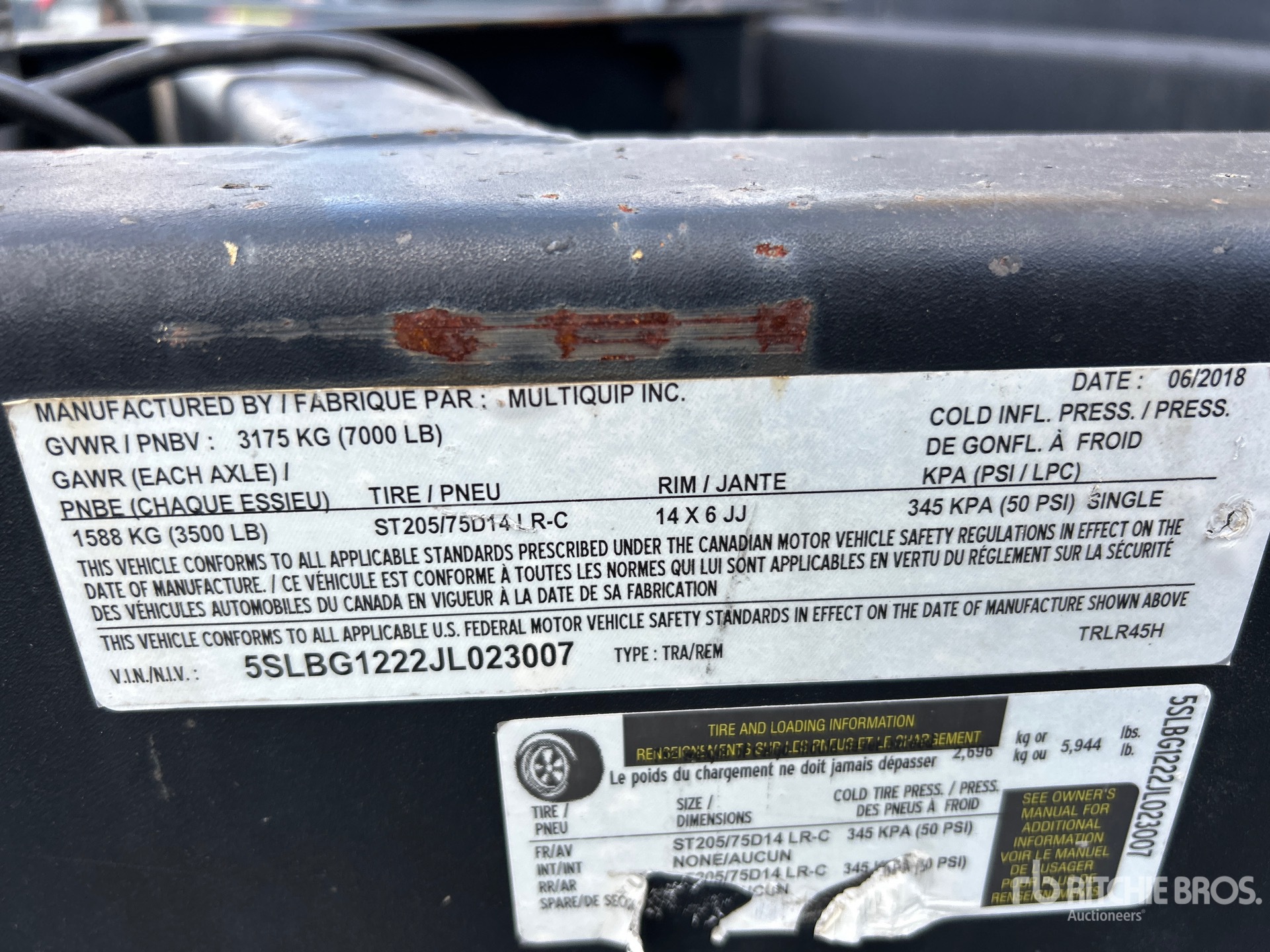 General Appearance with Serial Number / VIN
