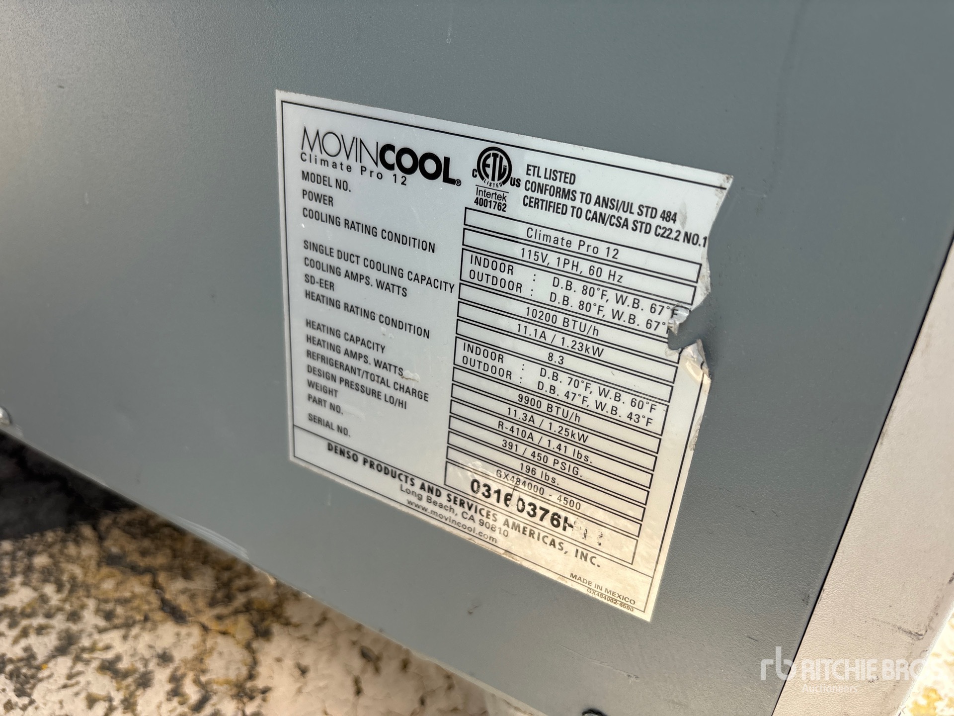 General Appearance with Serial Number / VIN