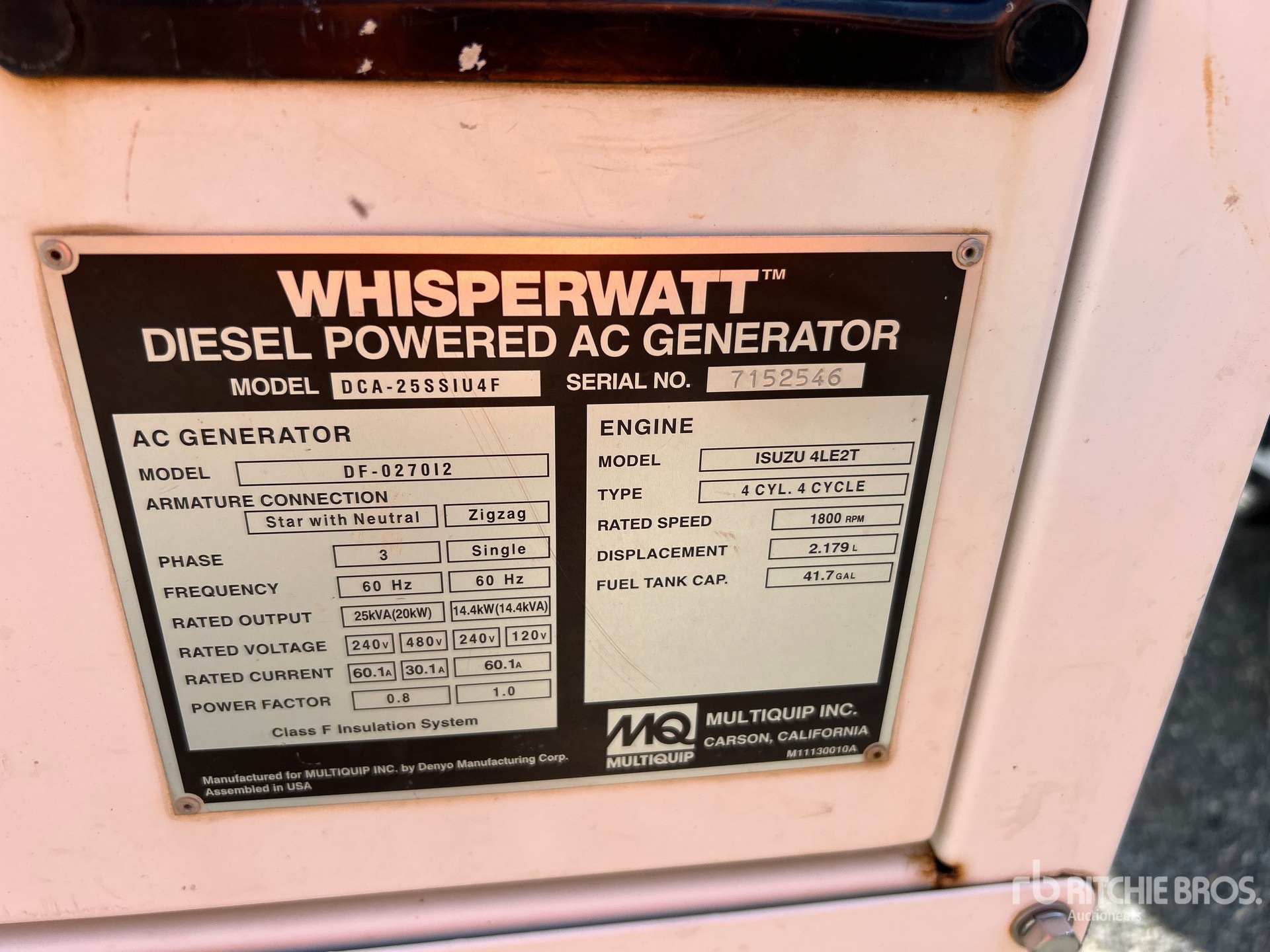 General Appearance with Serial Number / VIN