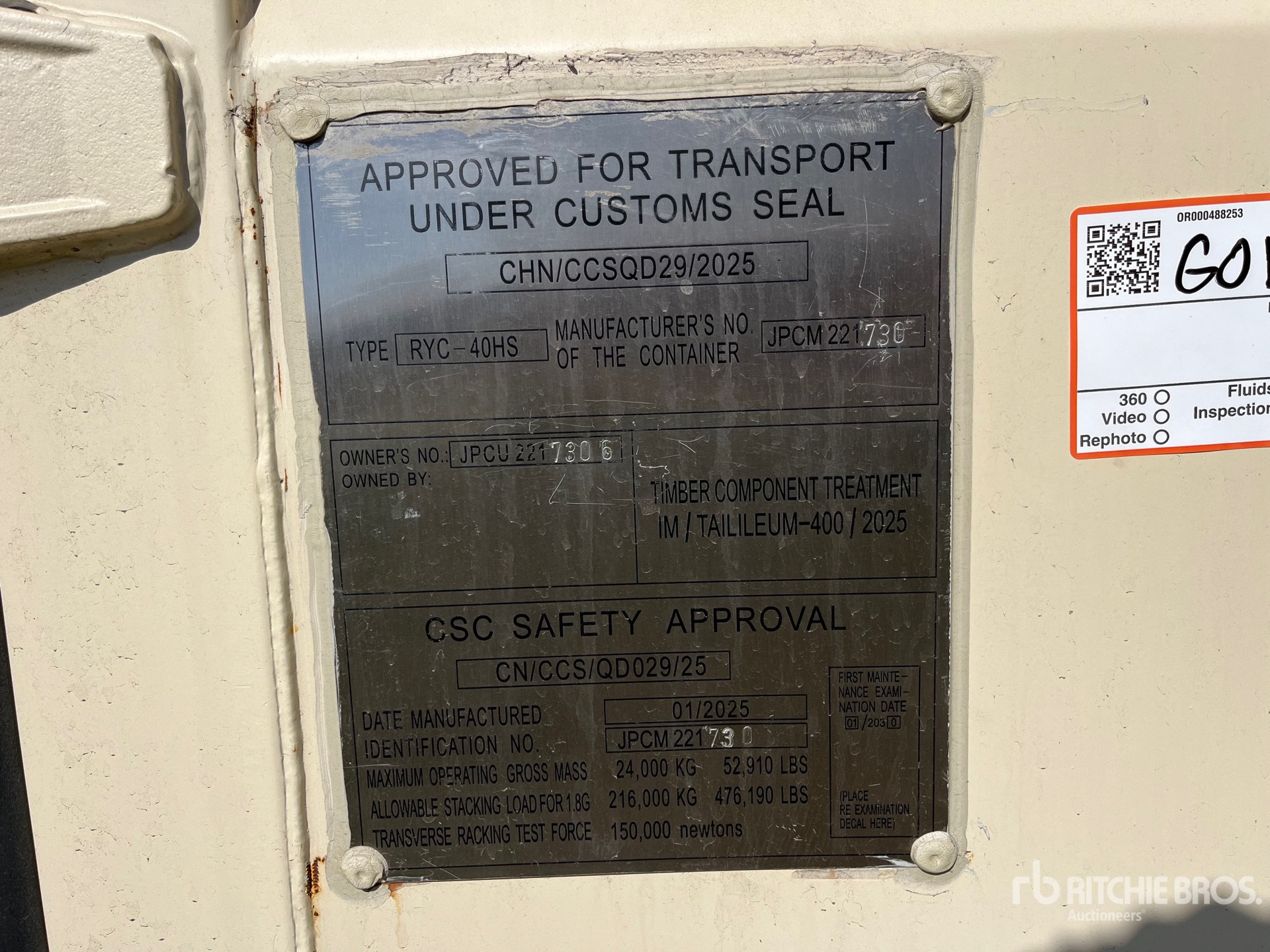 General Appearance with Serial Number / VIN
