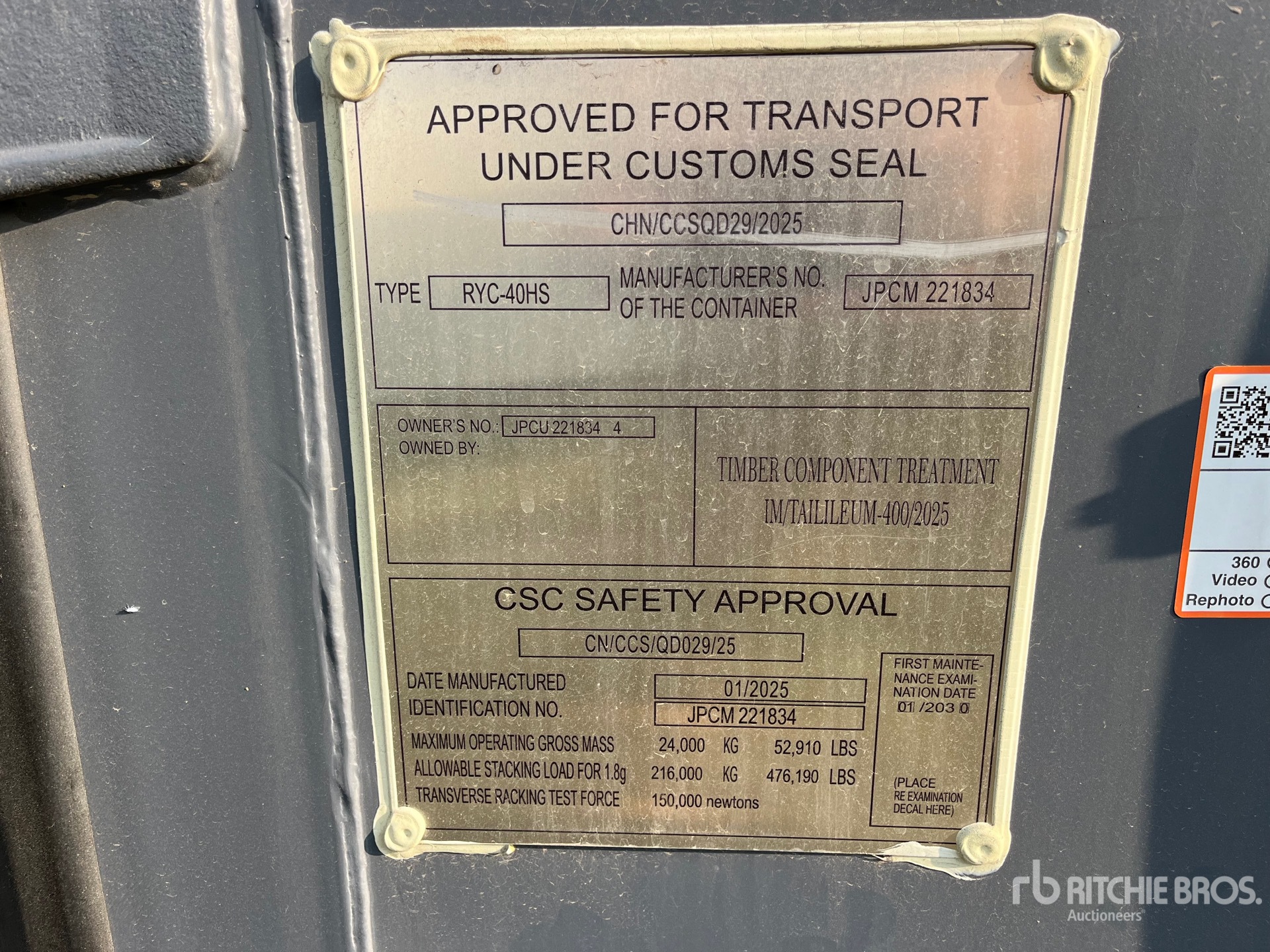 General Appearance with Serial Number / VIN