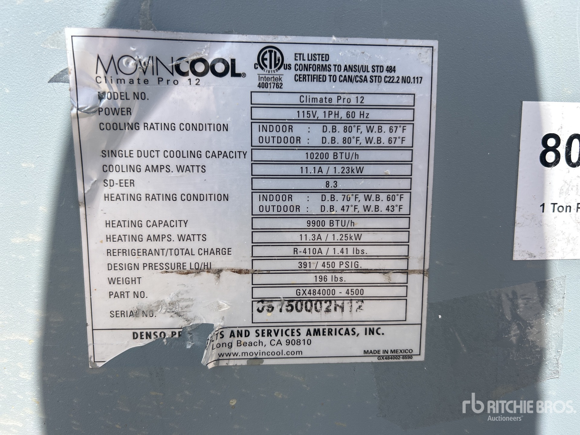 General Appearance with Serial Number / VIN