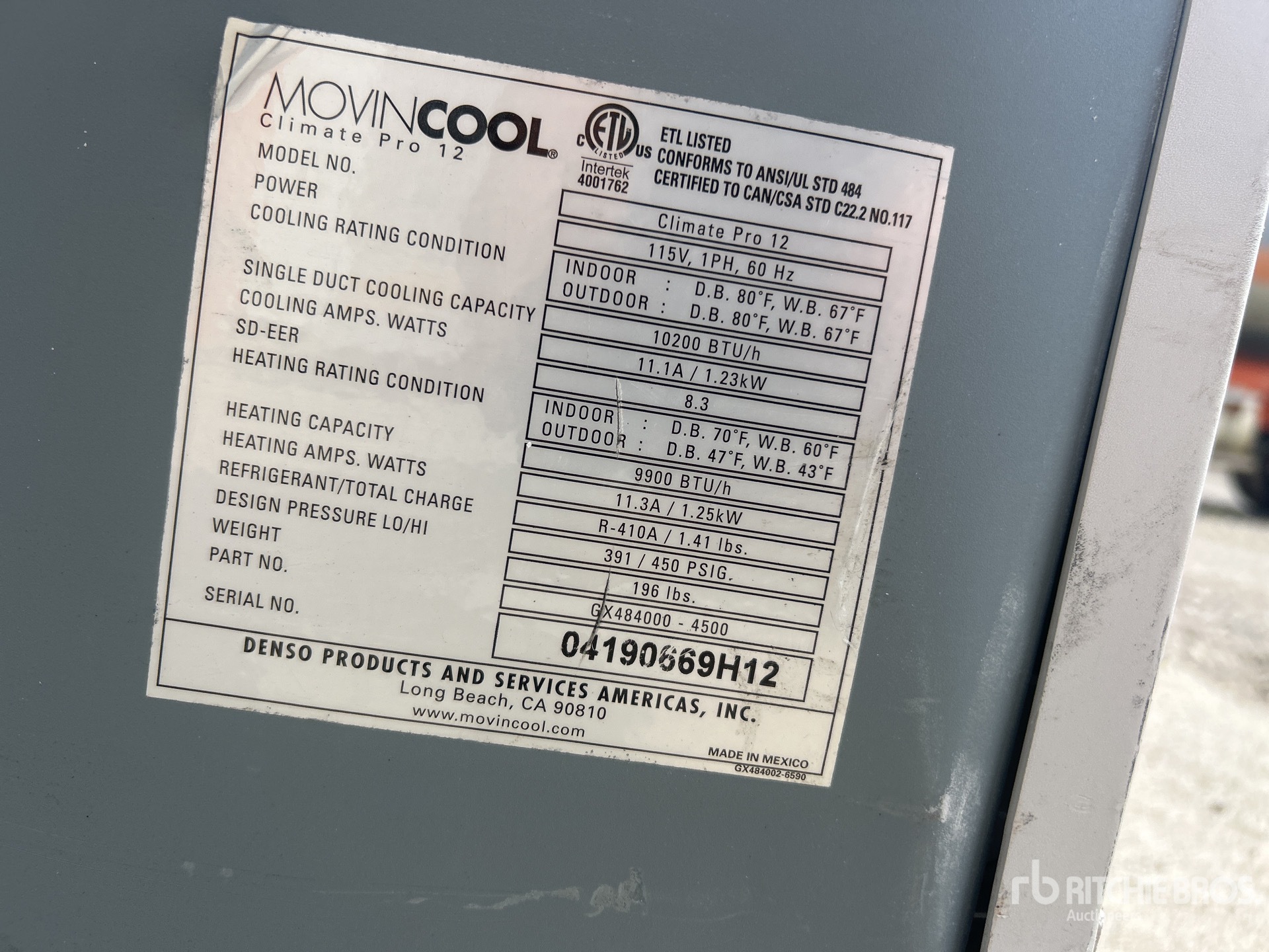 General Appearance with Serial Number / VIN