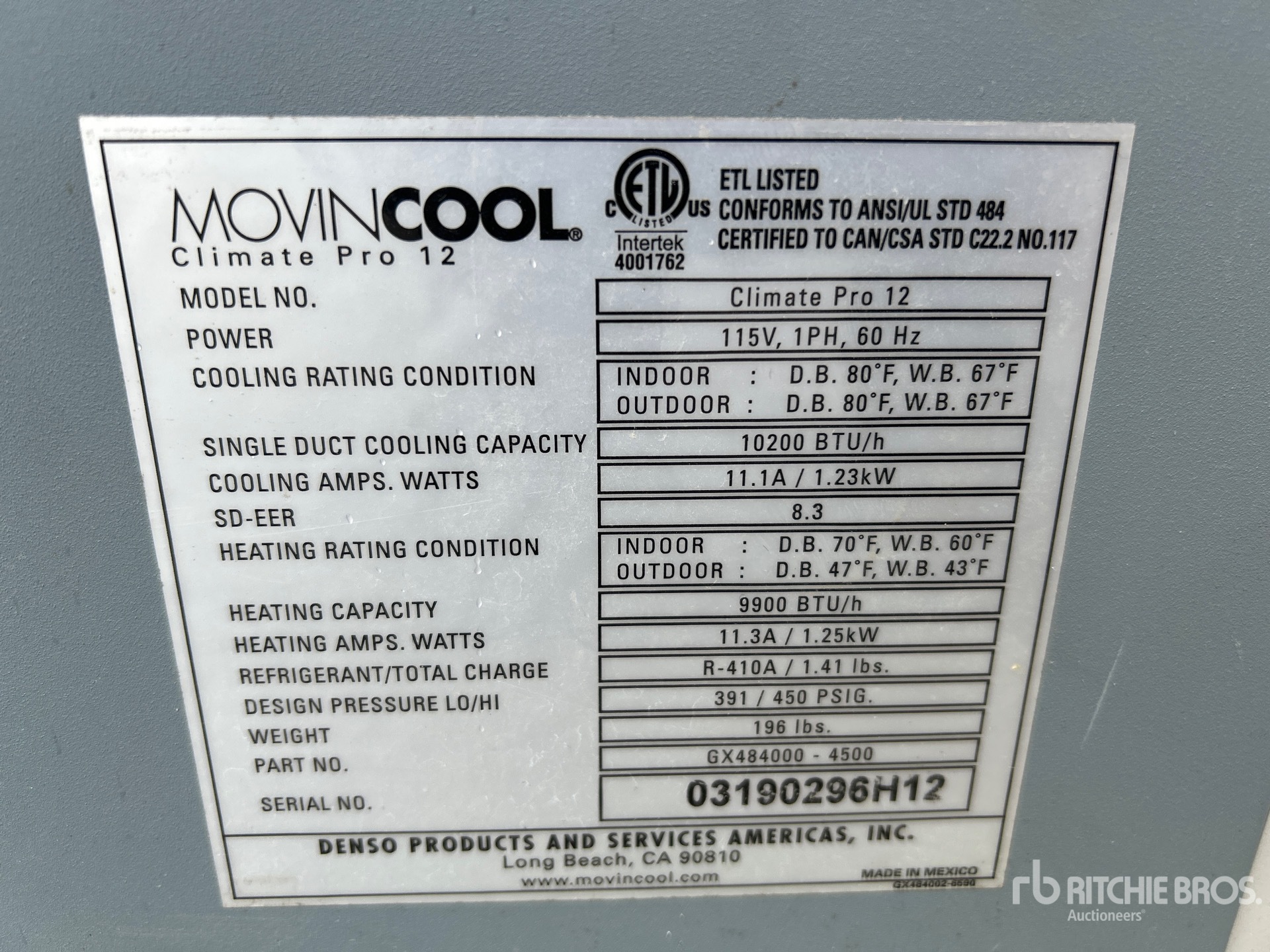 General Appearance with Serial Number / VIN