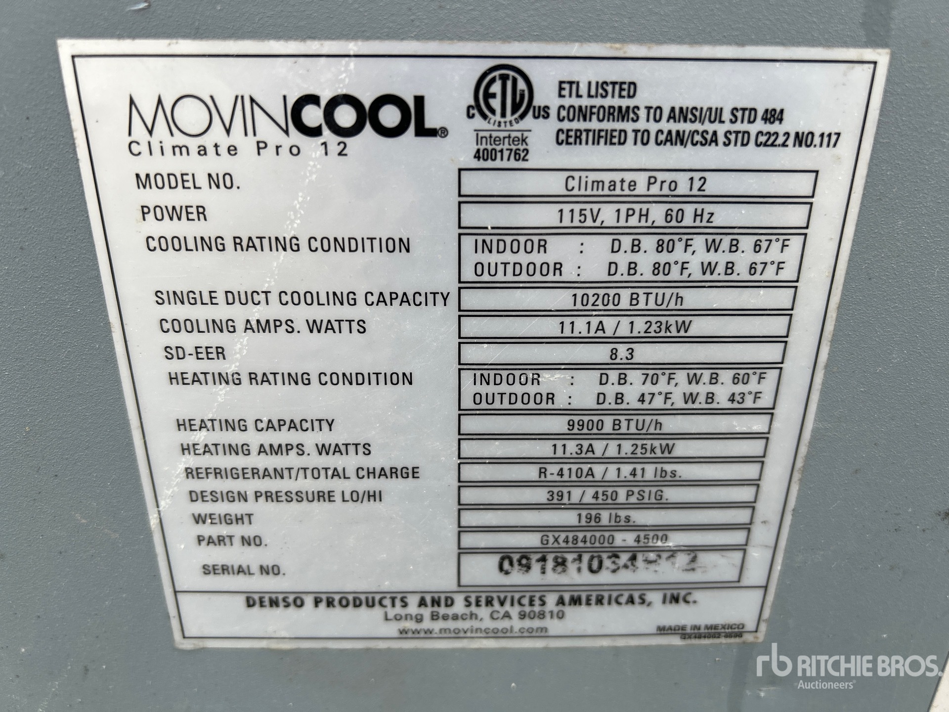 General Appearance with Serial Number / VIN