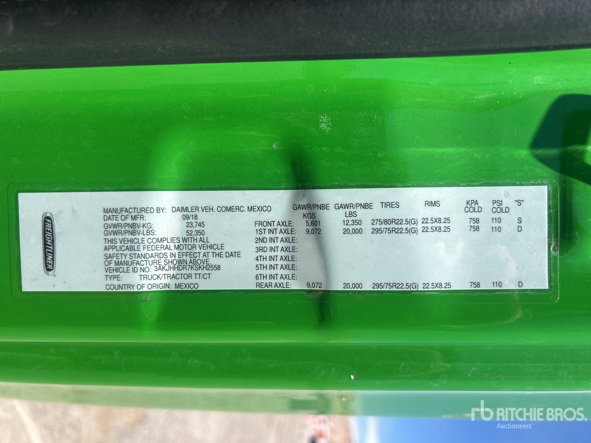 General Appearance with Serial Number / VIN