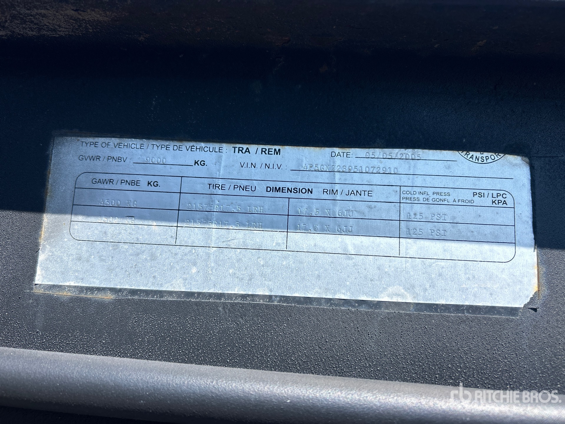 General Appearance with Serial Number / VIN