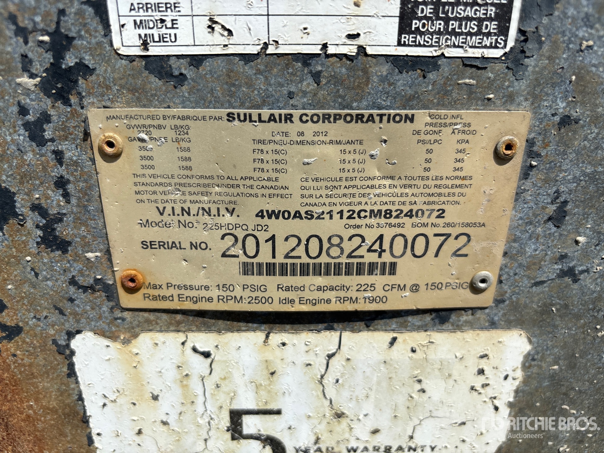 General Appearance with Serial Number / VIN
