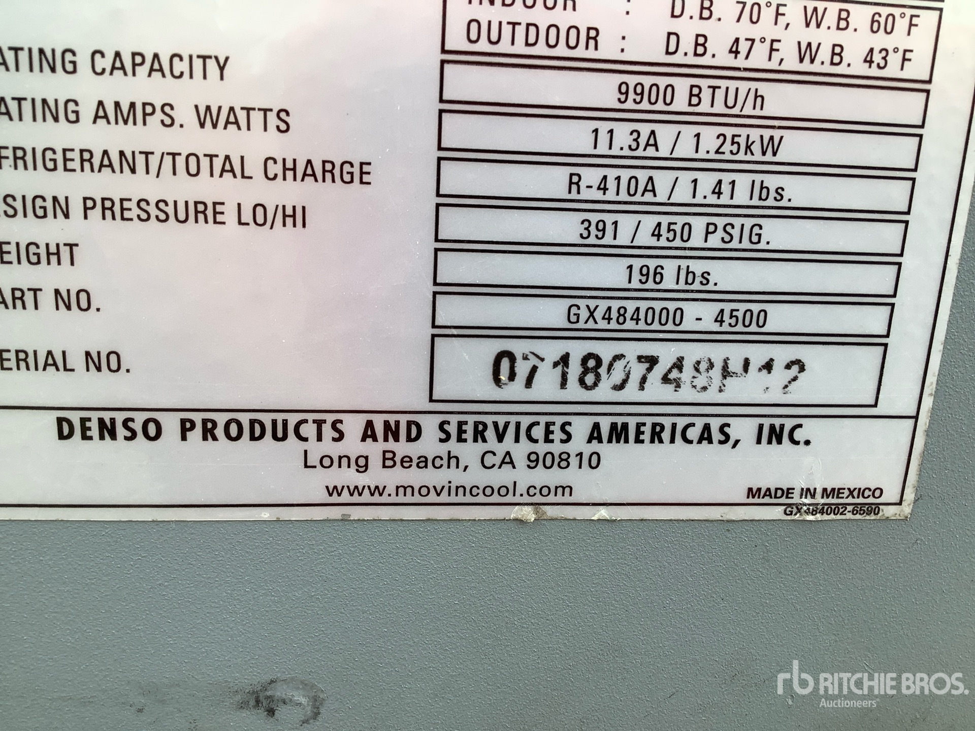 General Appearance with Serial Number / VIN