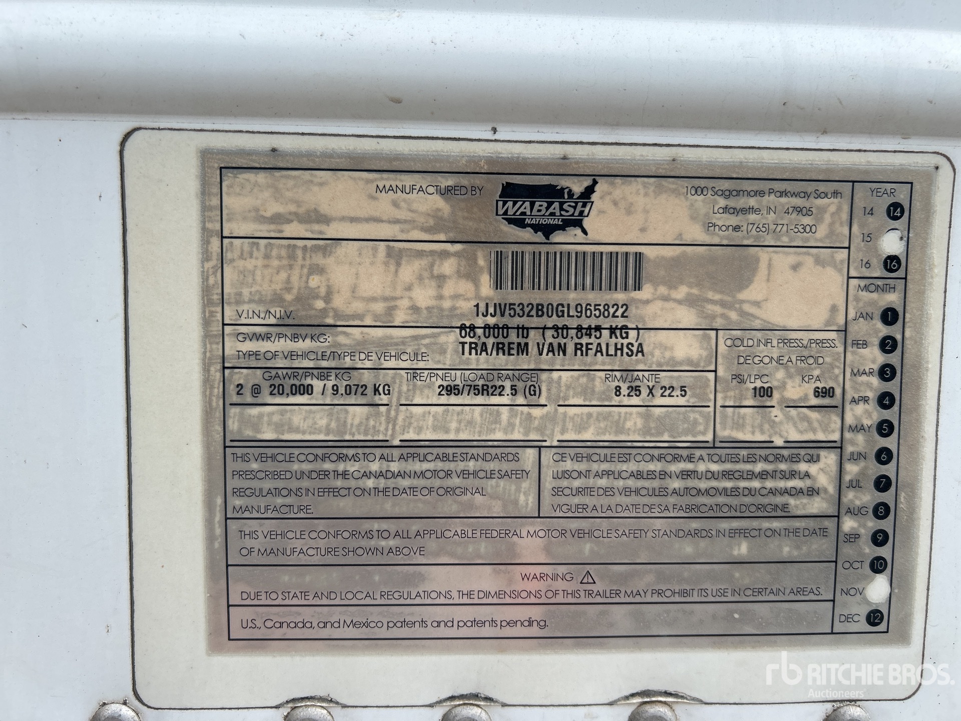 General Appearance with Serial Number / VIN