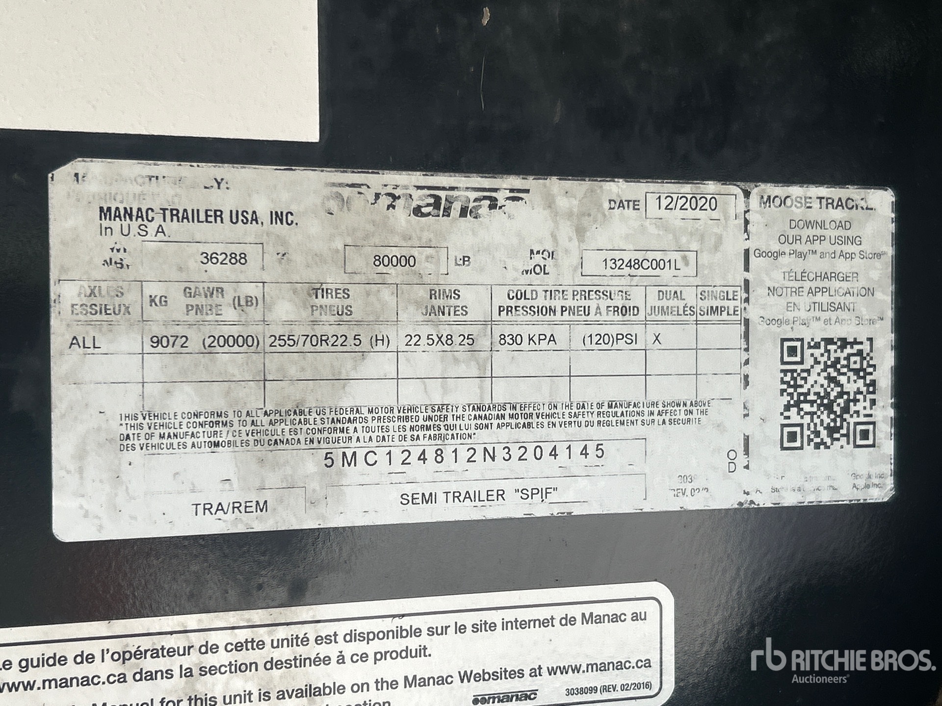General Appearance with Serial Number / VIN