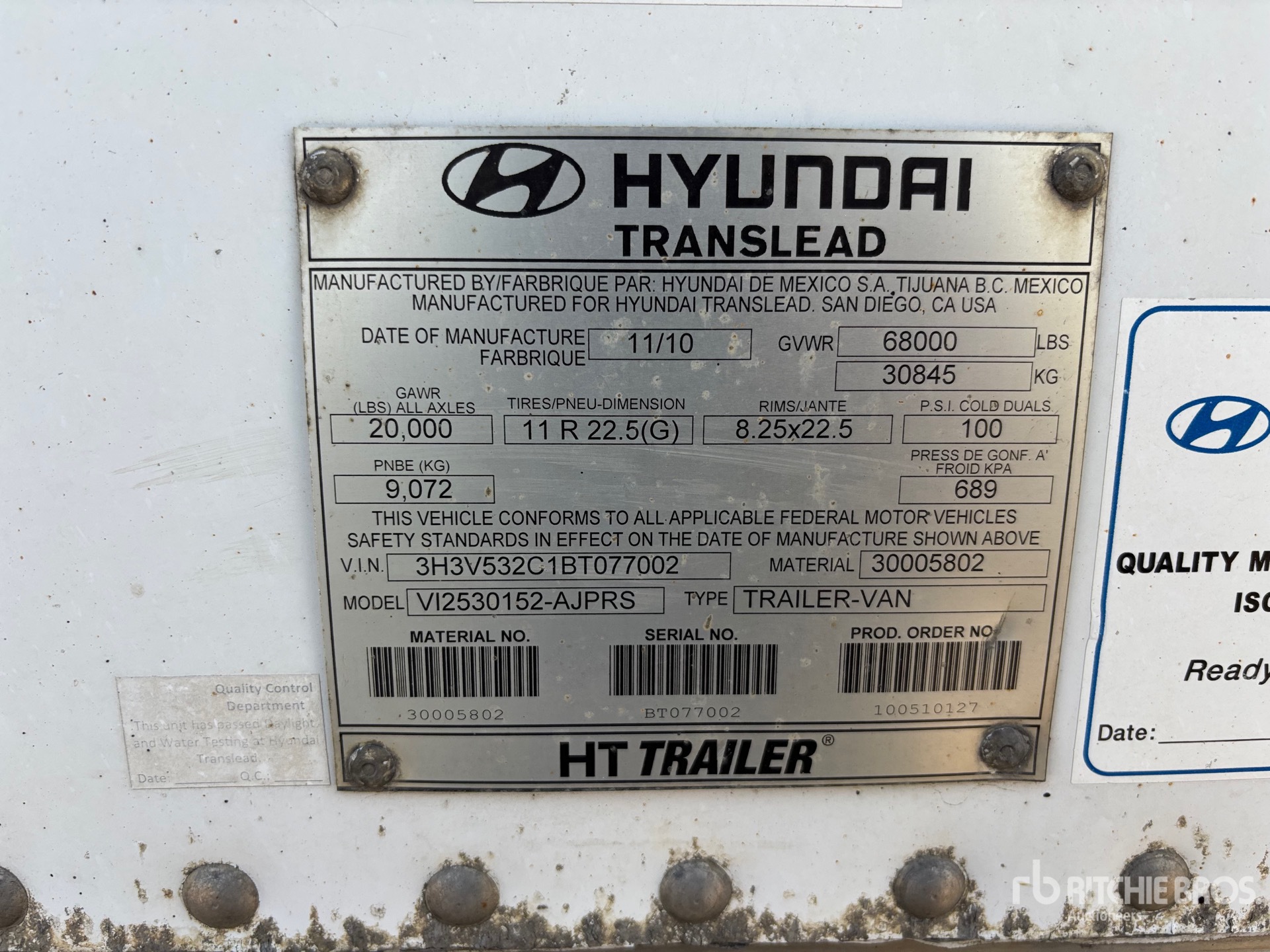 General Appearance with Serial Number / VIN