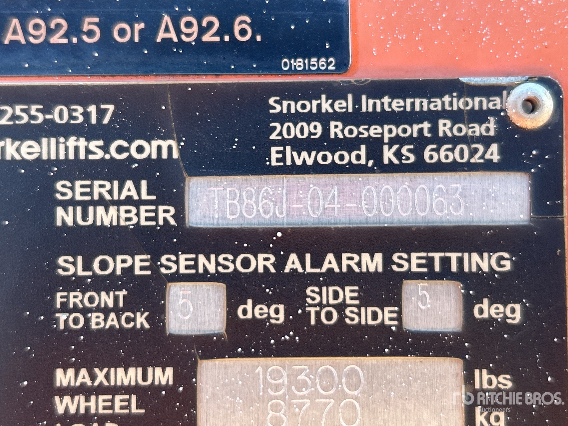 General Appearance with Serial Number / VIN