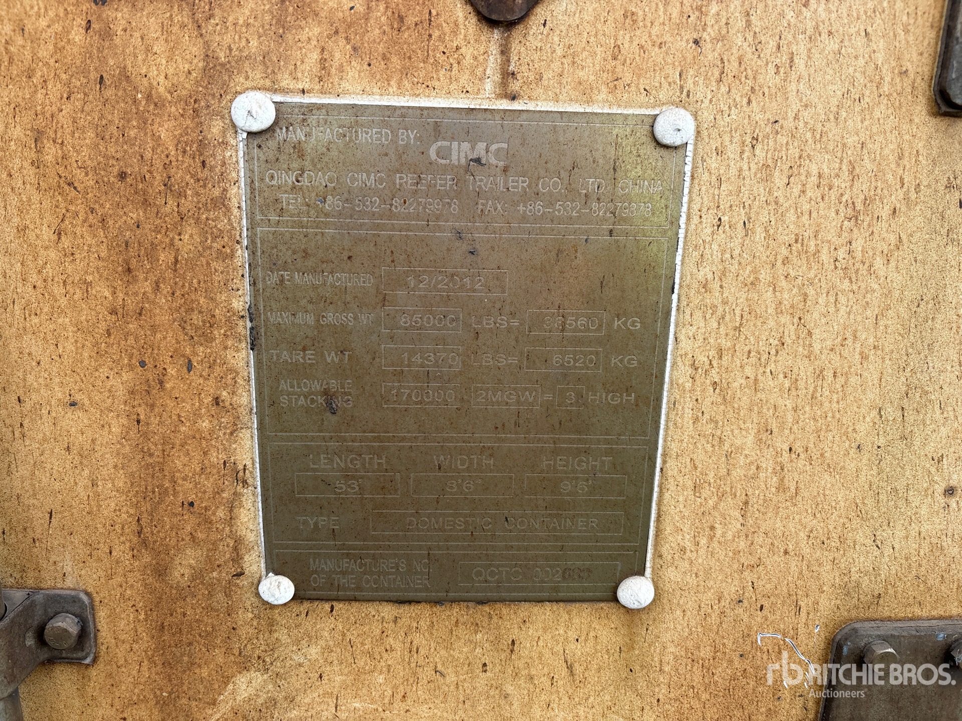 General Appearance with Serial Number / VIN