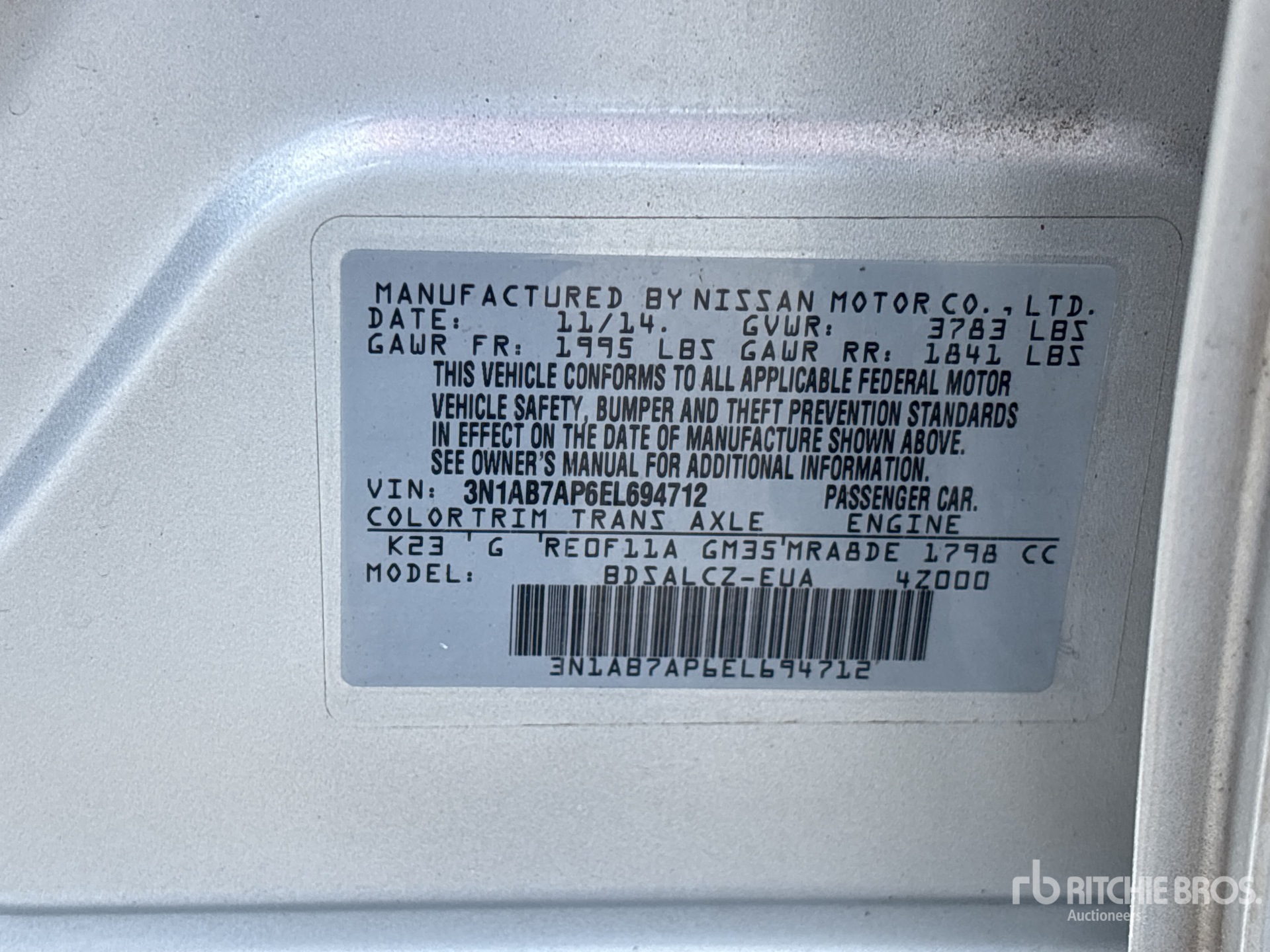 General Appearance with Serial Number / VIN
