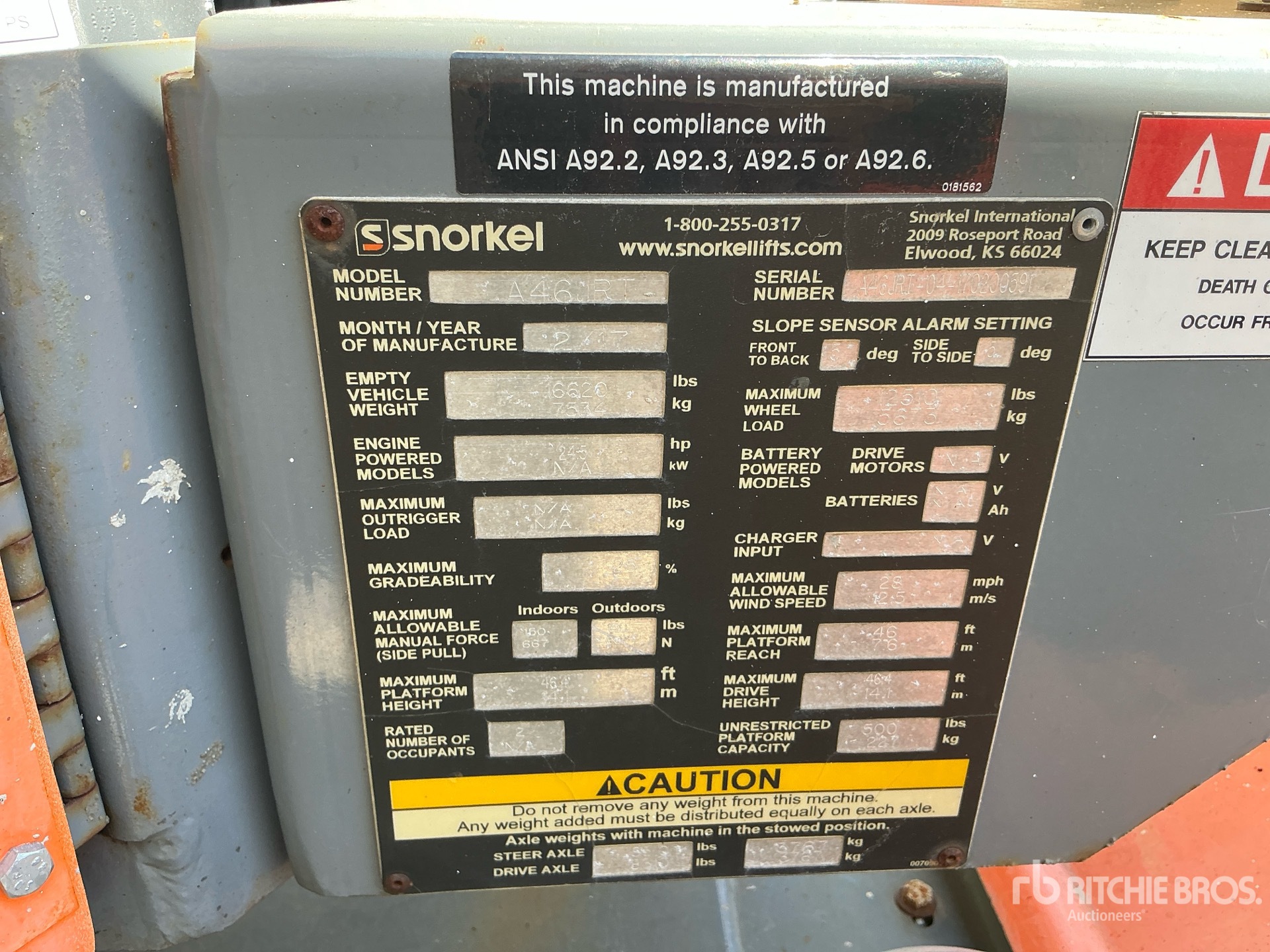 General Appearance with Serial Number / VIN