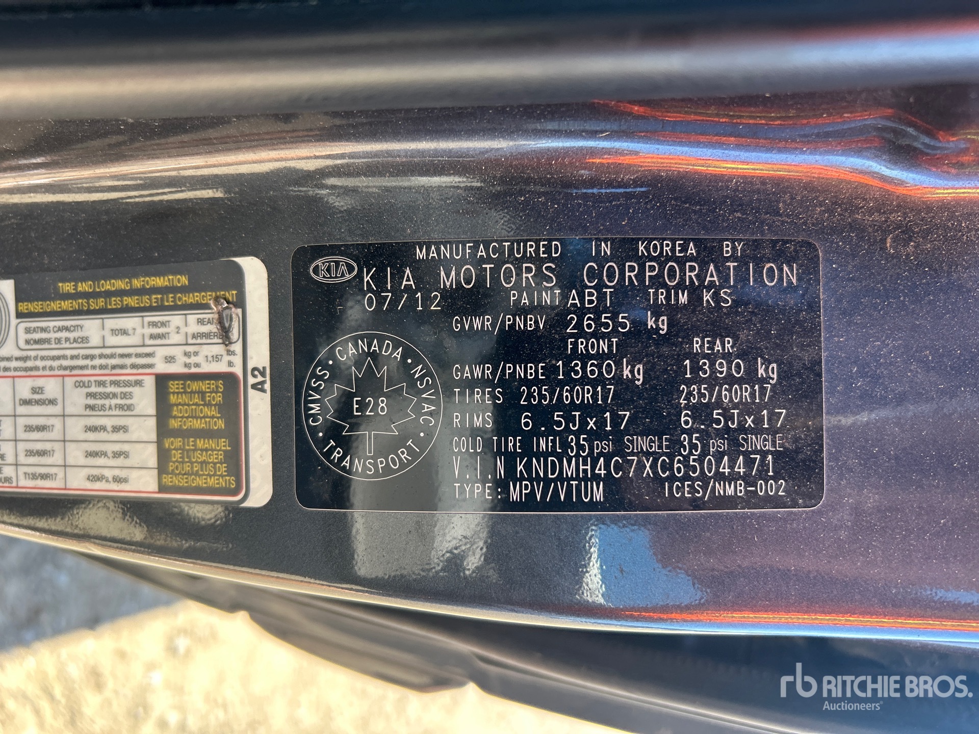 General Appearance with Serial Number / VIN