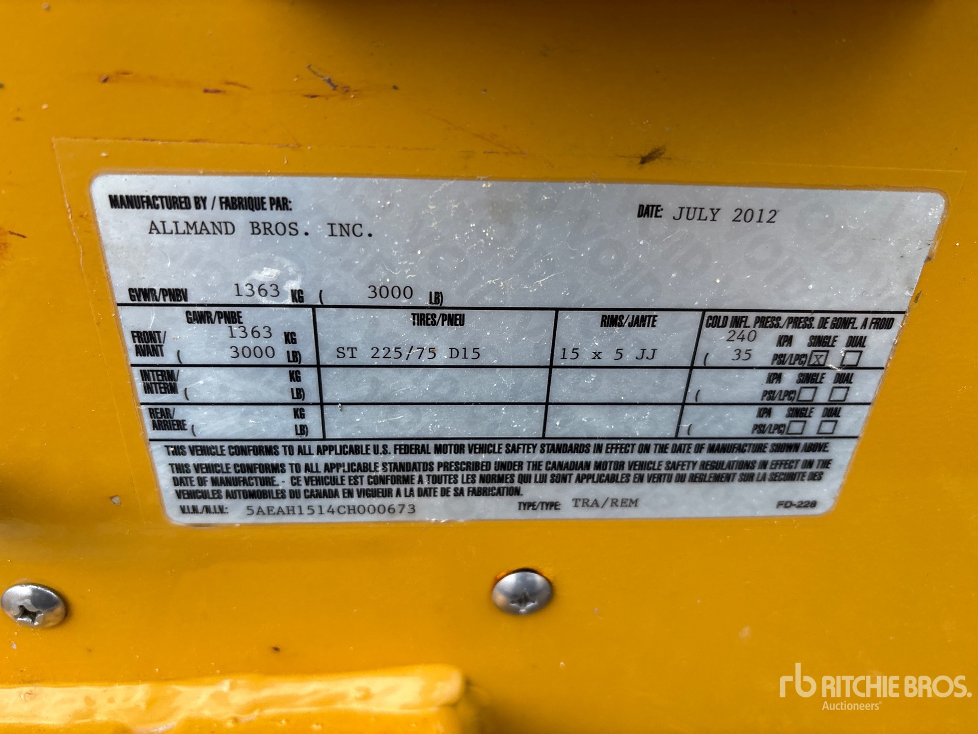 General Appearance with Serial Number / VIN