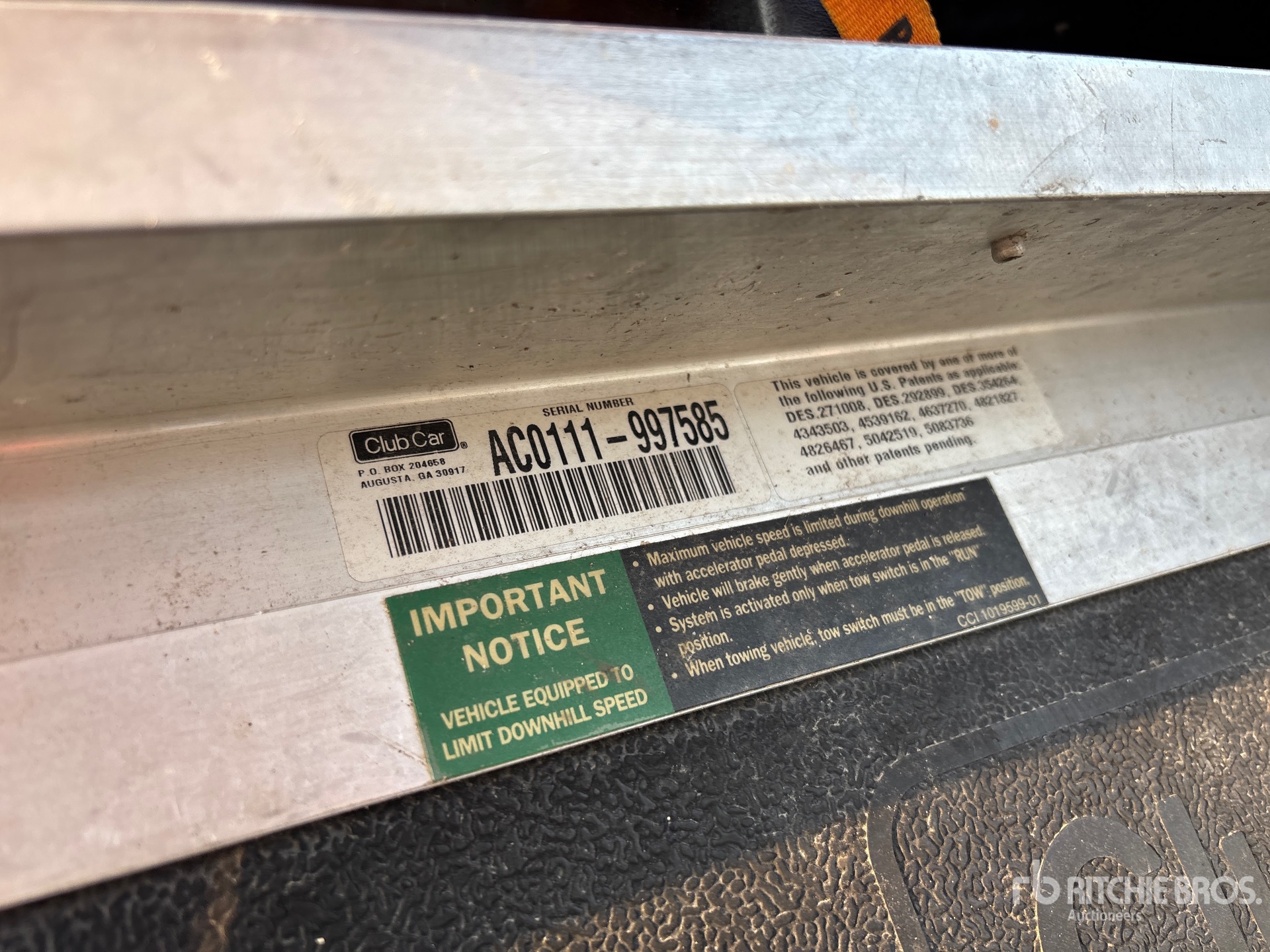 General Appearance with Serial Number / VIN